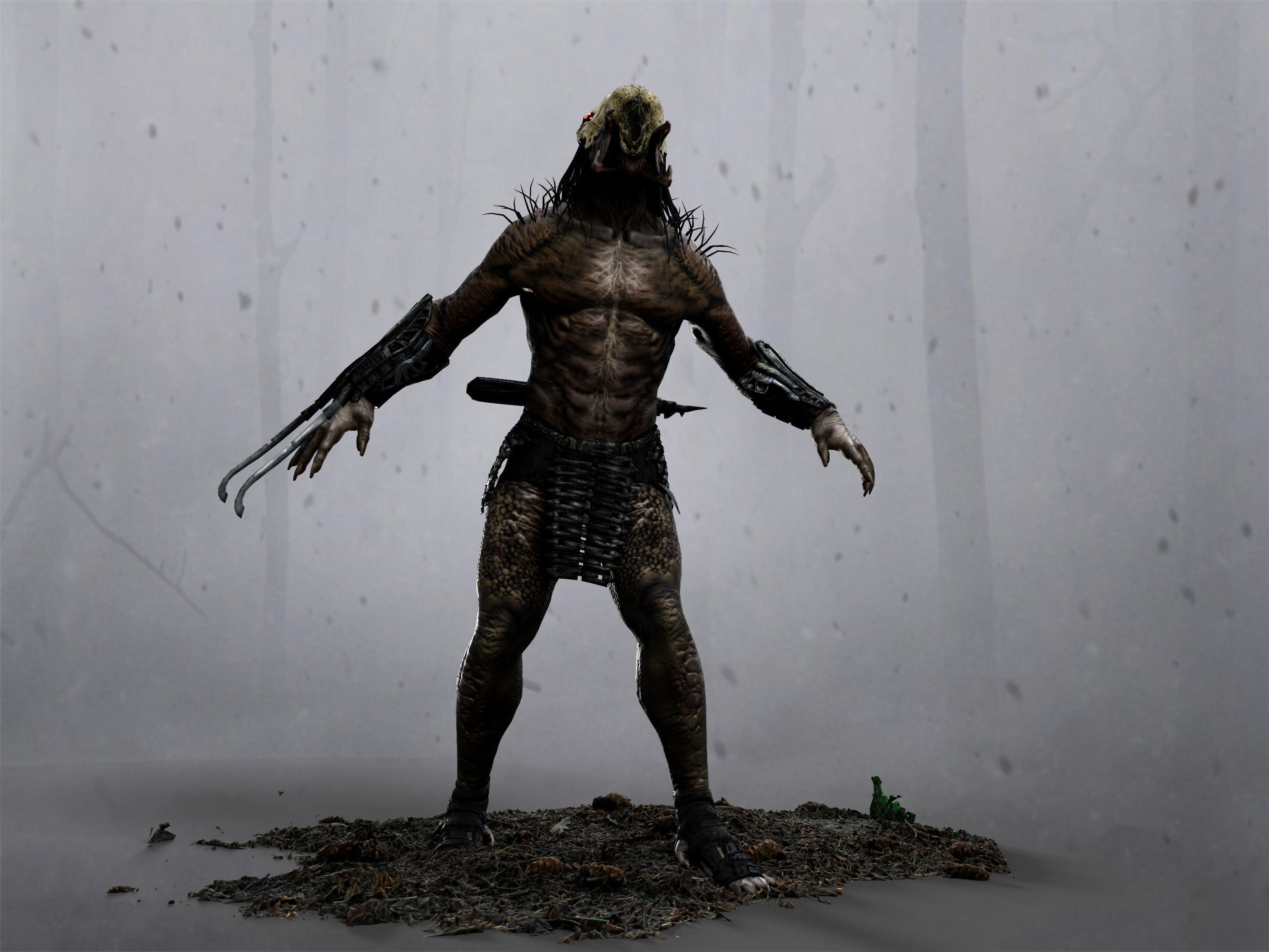 Feral Predator Low-poly 3D model_8