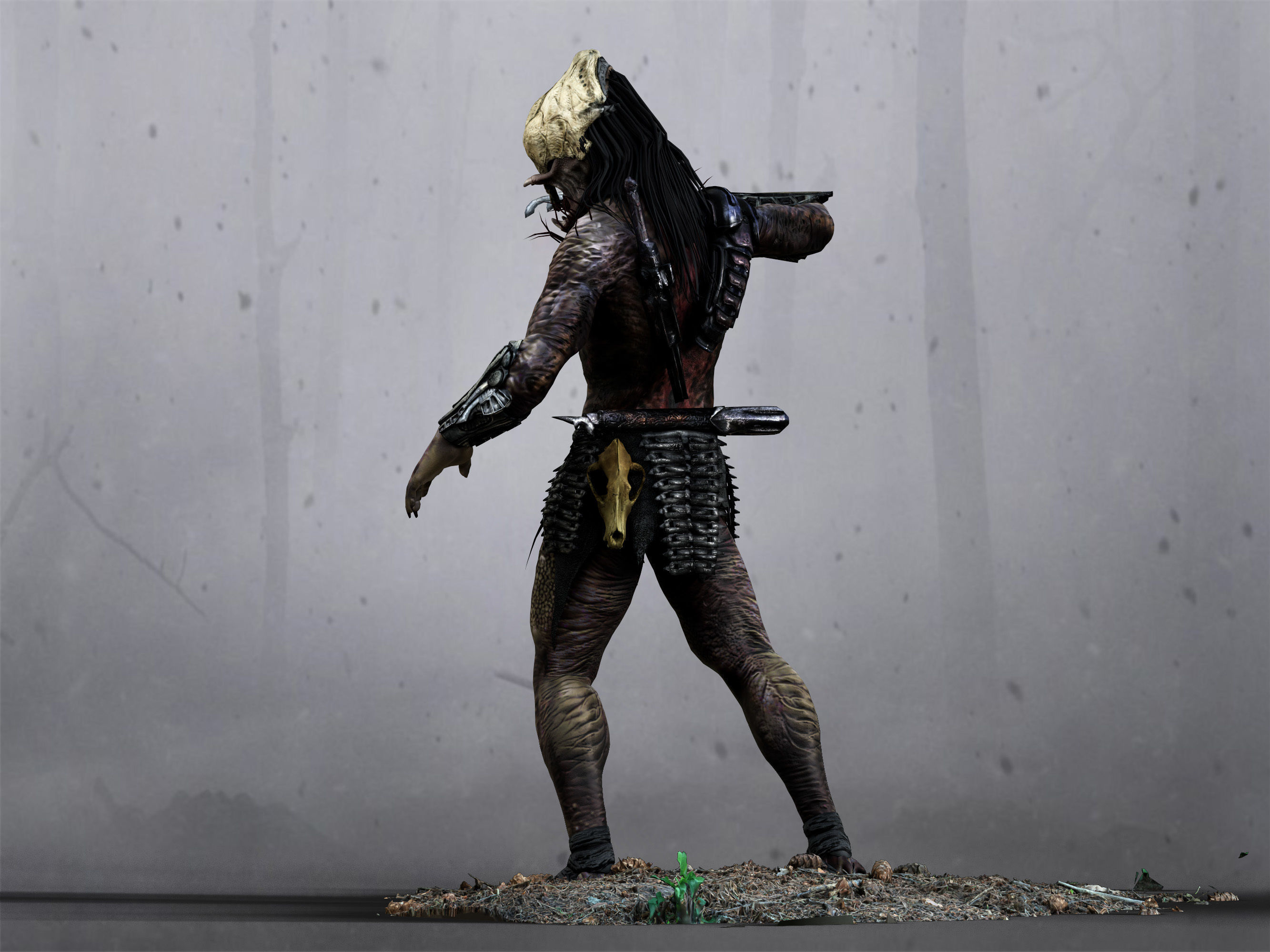 Feral Predator Low-poly 3D model_5