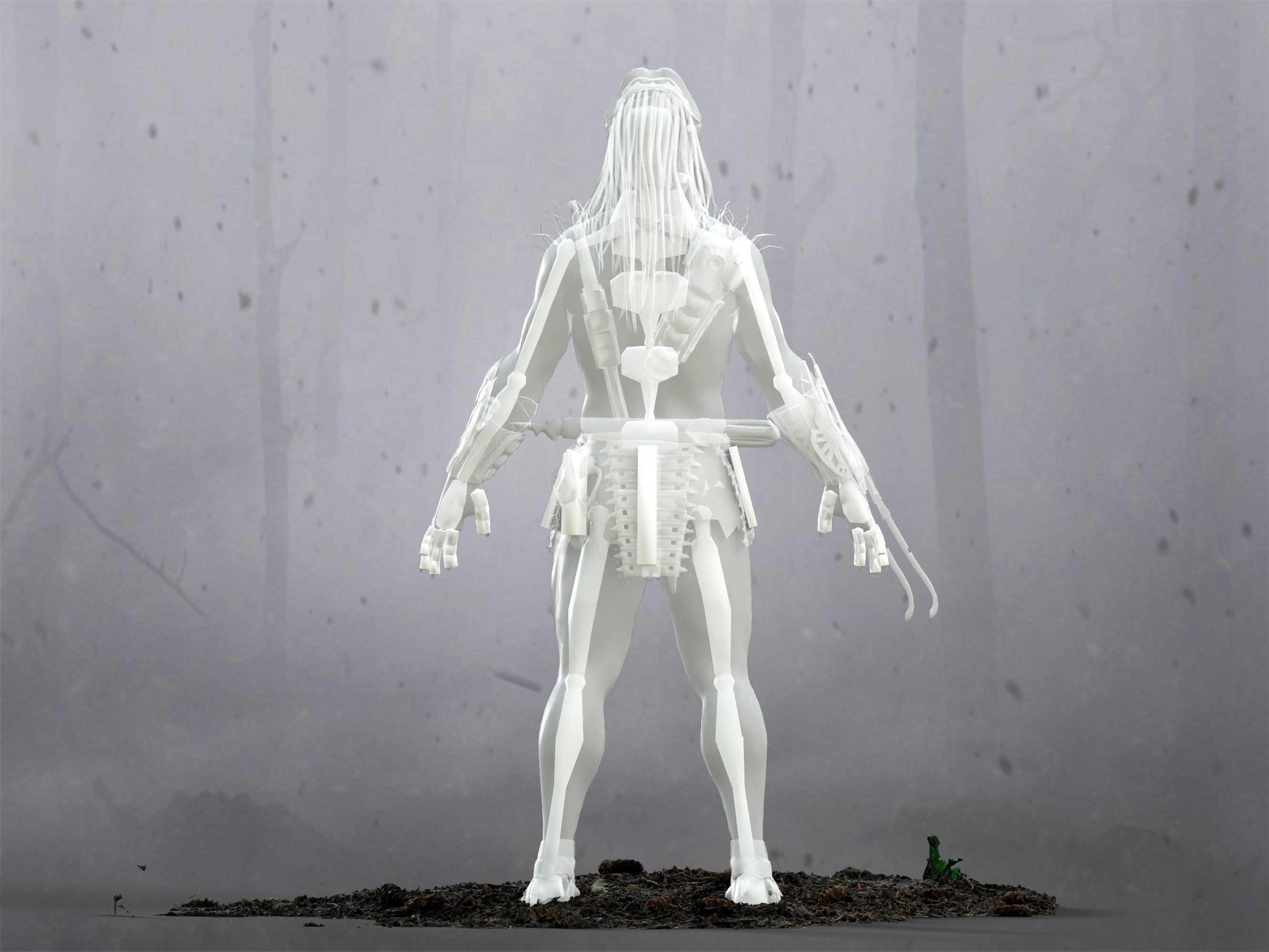 Feral Predator Low-poly 3D model_17