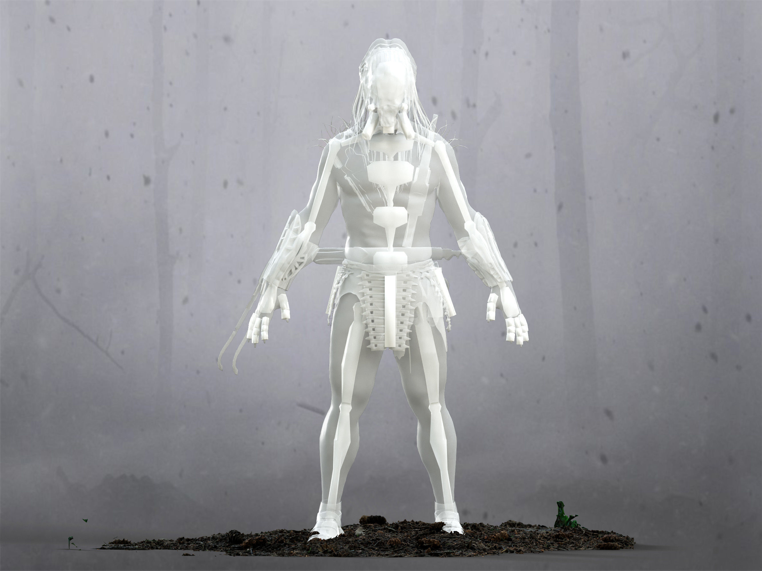 Feral Predator Low-poly 3D model_14