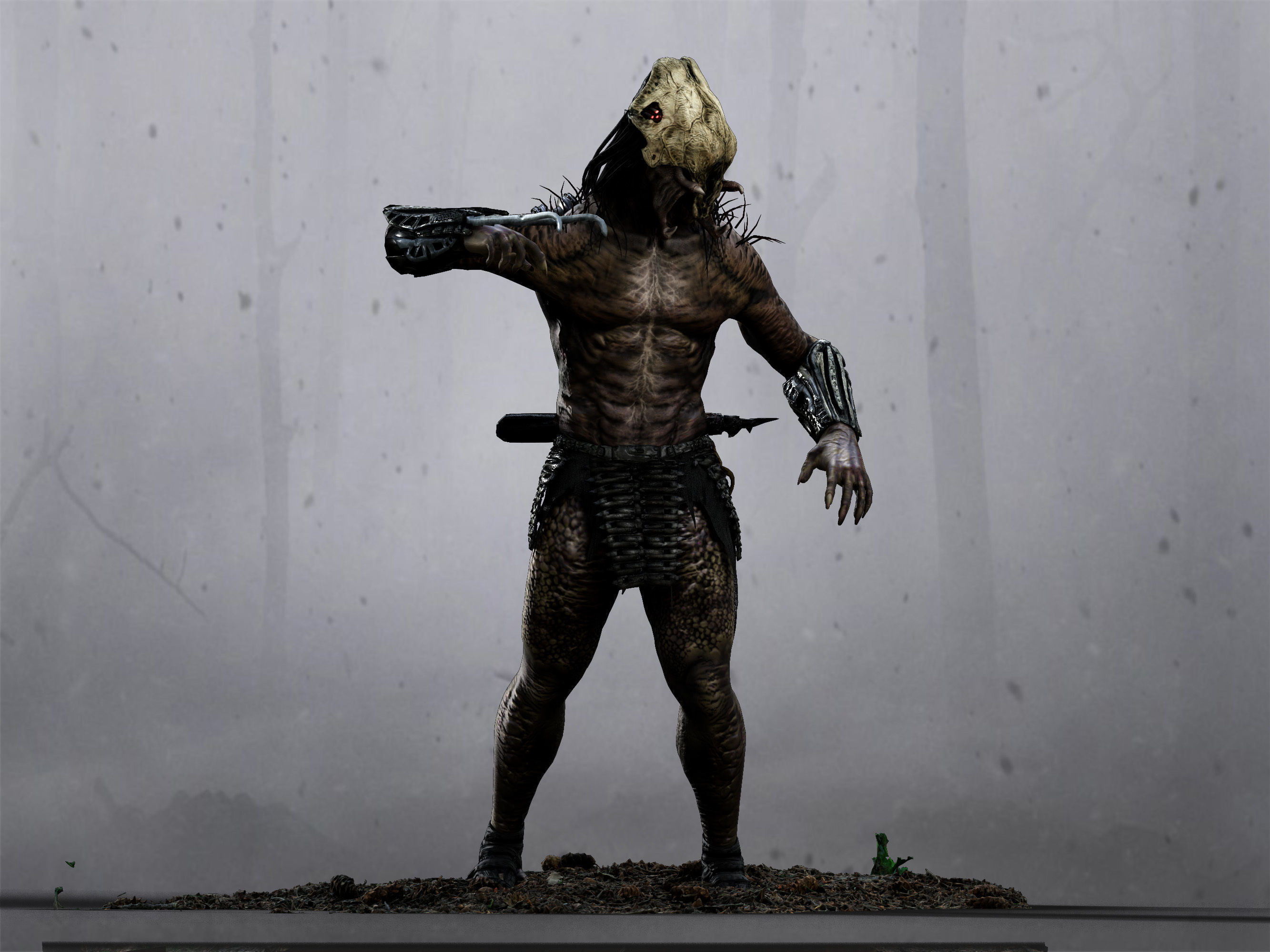 Feral Predator Low-poly 3D model_4