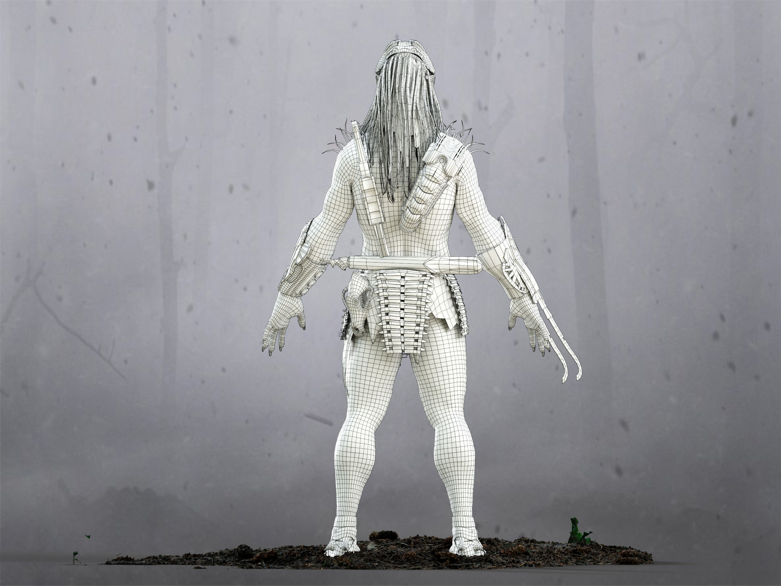 Feral Predator Low-poly 3D model_16