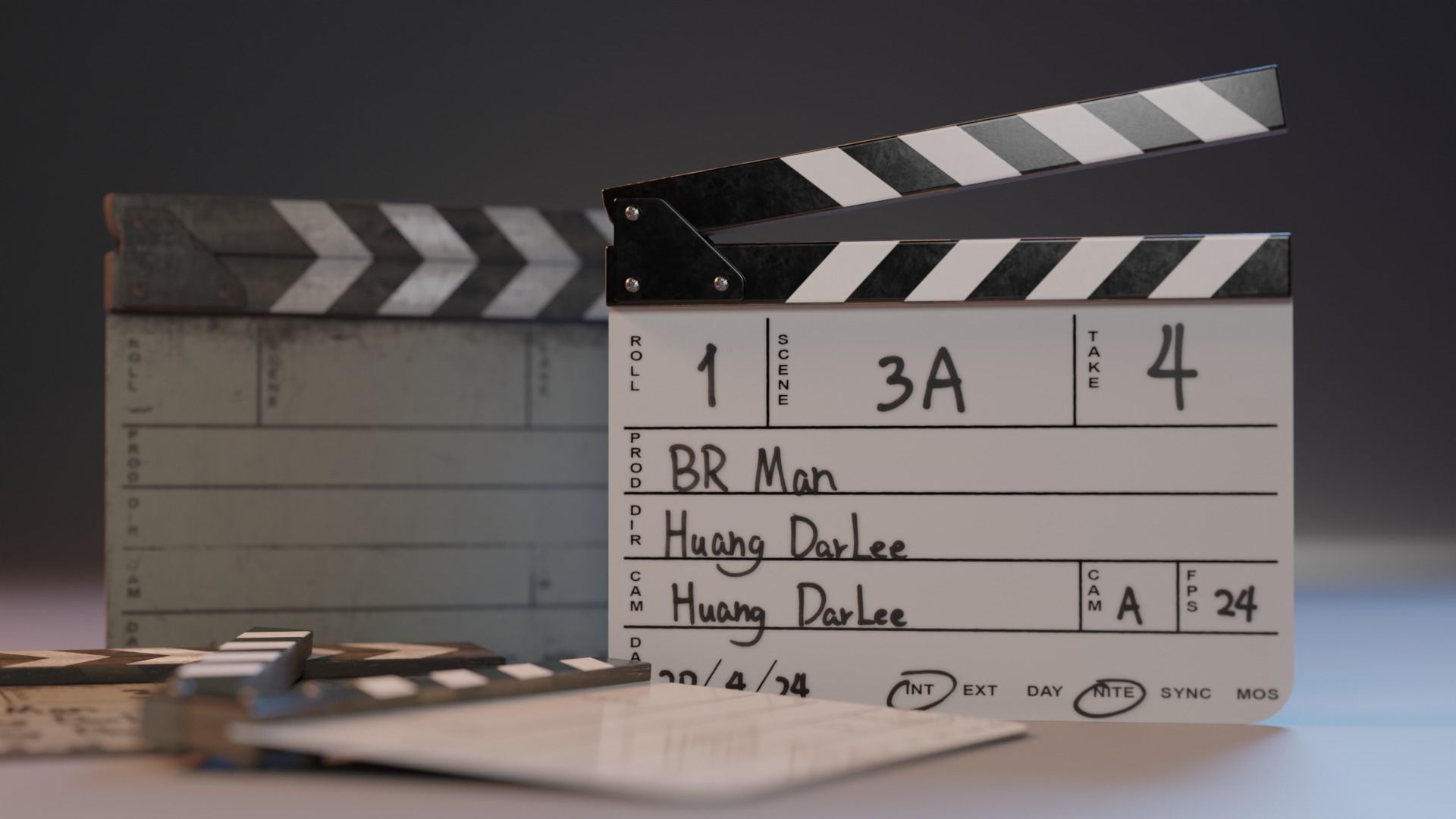 Clapperboard Film slate 3D model_1