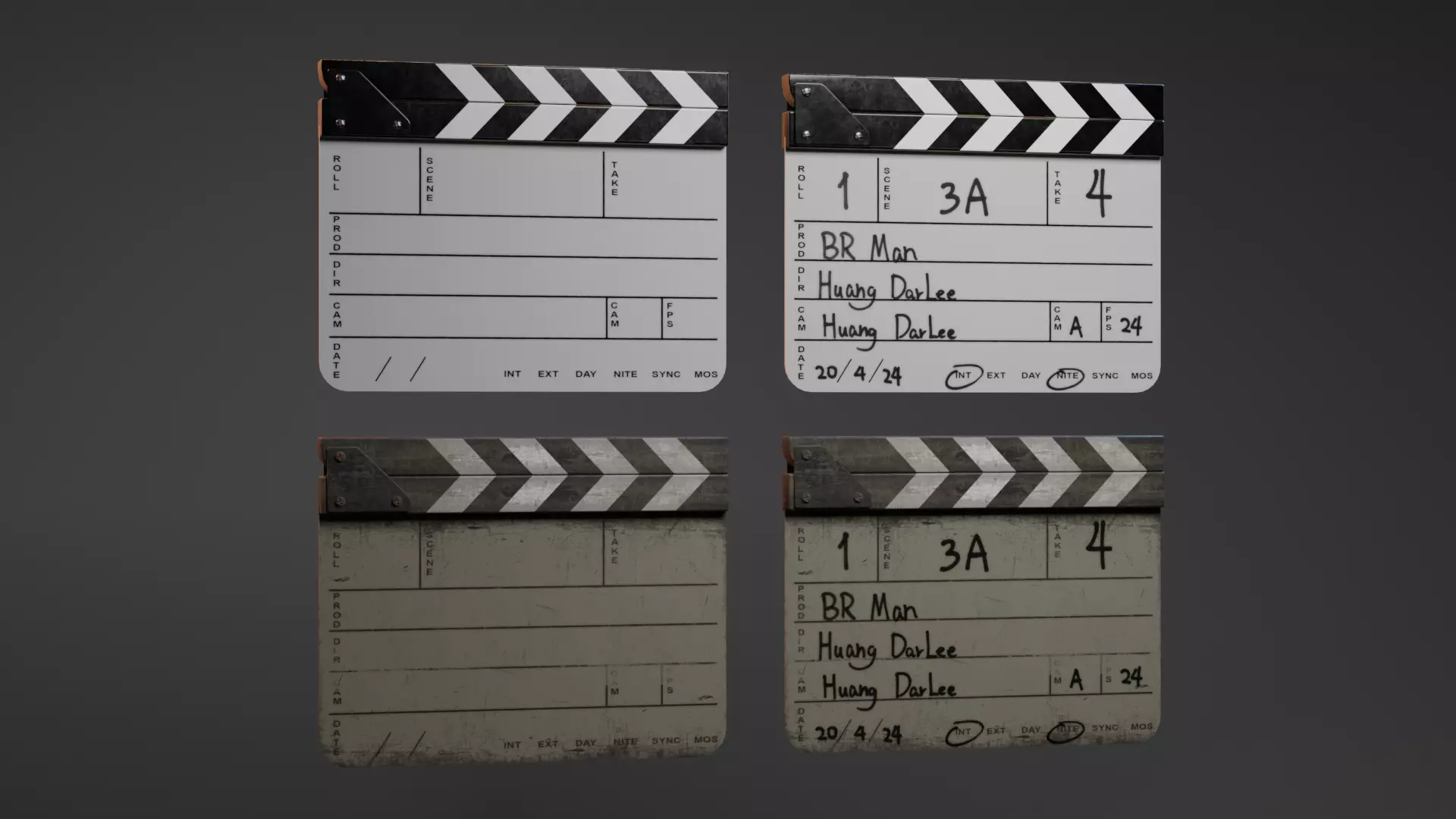Clapperboard Film slate 3D model_0