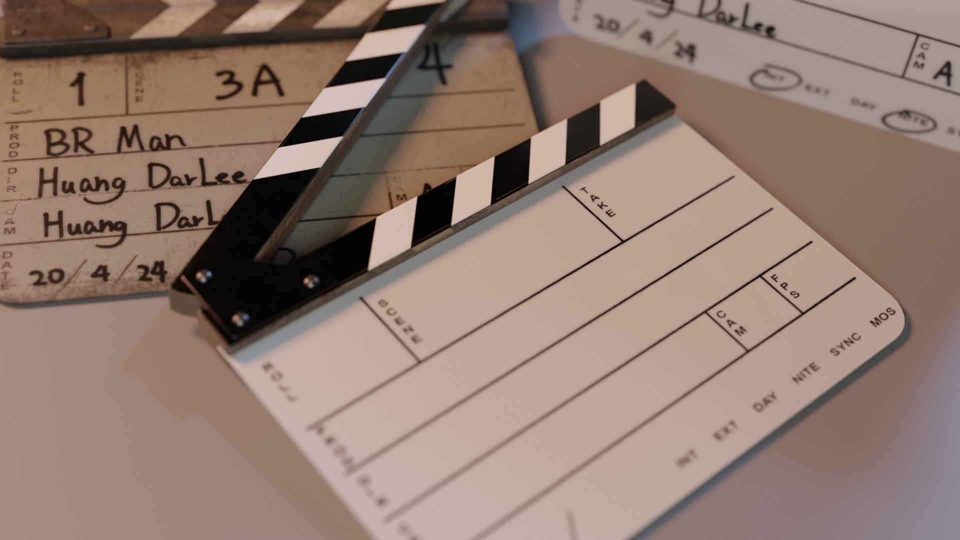 Clapperboard Film slate 3D model_2