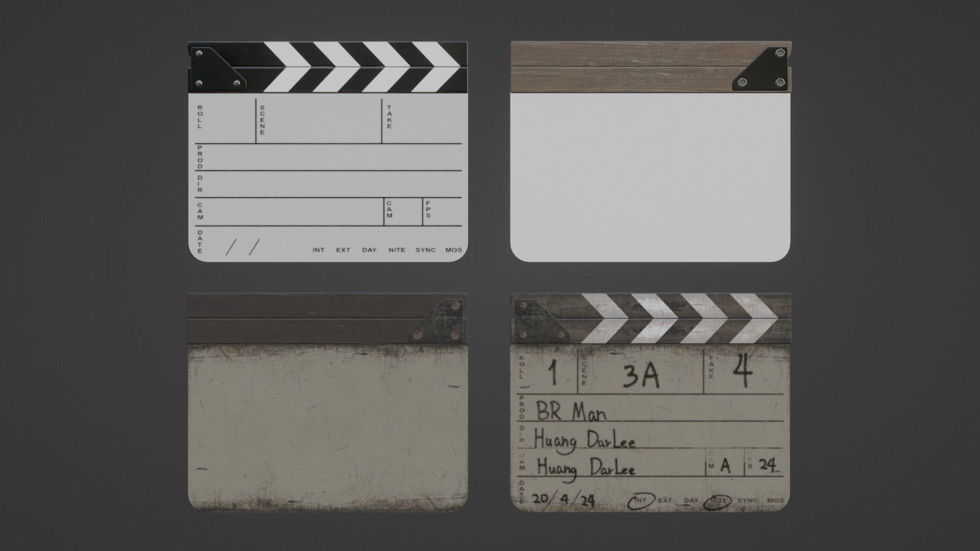 Clapperboard Film slate 3D model_3