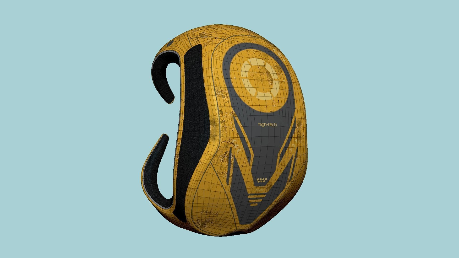 SciFi Backpack G02 Yellow - Fashion Character Design Low-poly 3D model_6