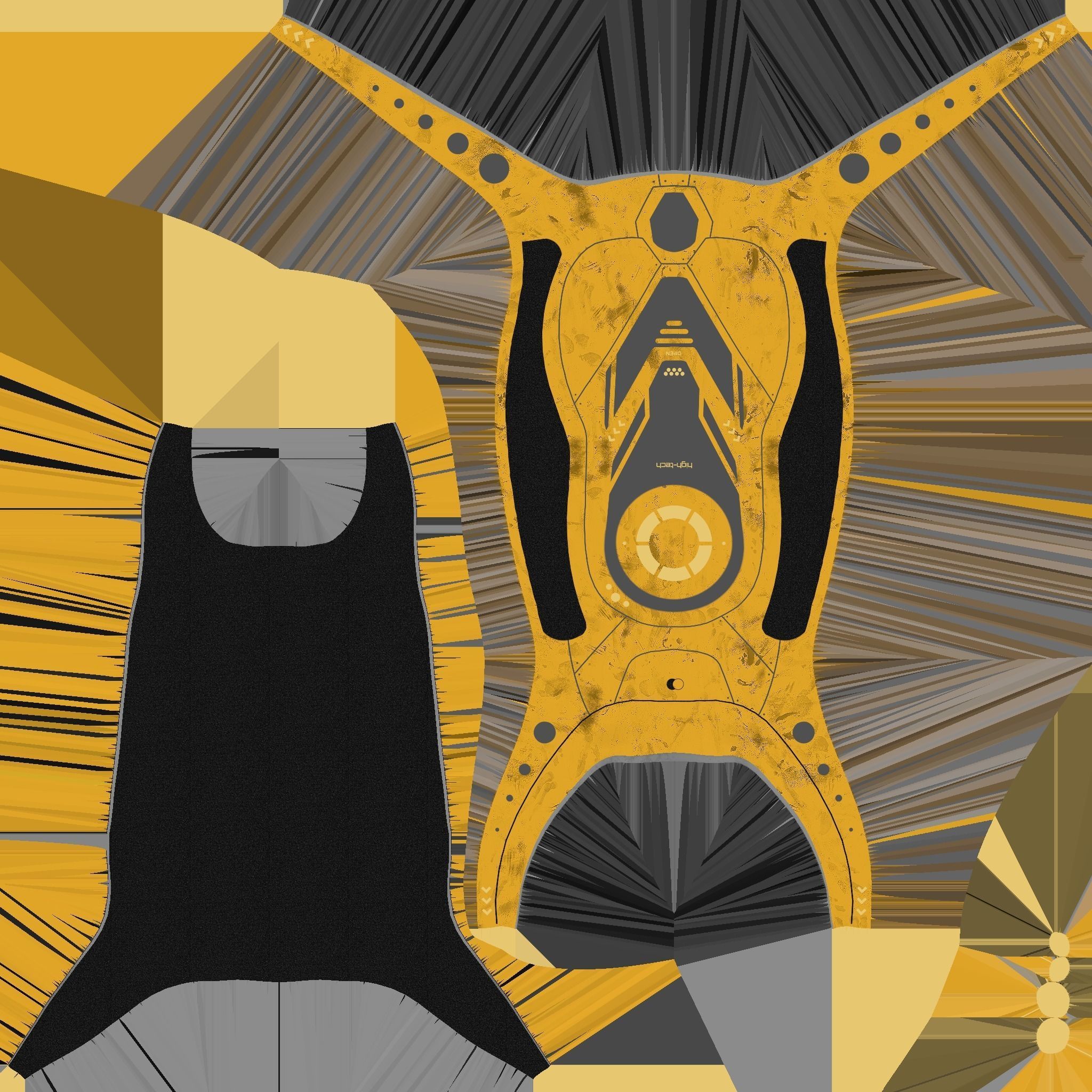 SciFi Backpack G02 Yellow - Fashion Character Design Low-poly 3D model_22