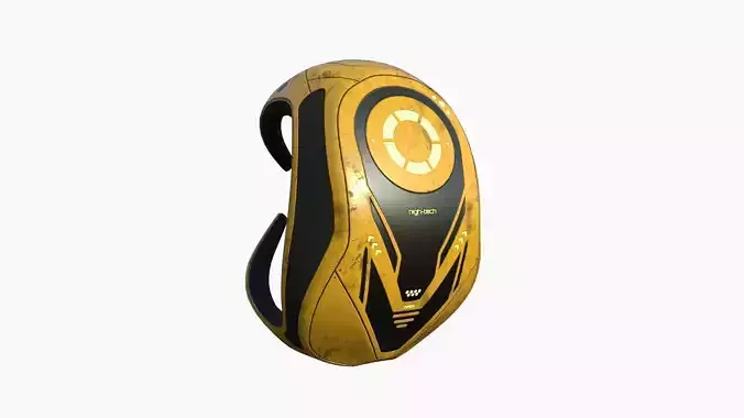 SciFi Backpack G02 Yellow - Fashion Character Design Low-poly 3D model