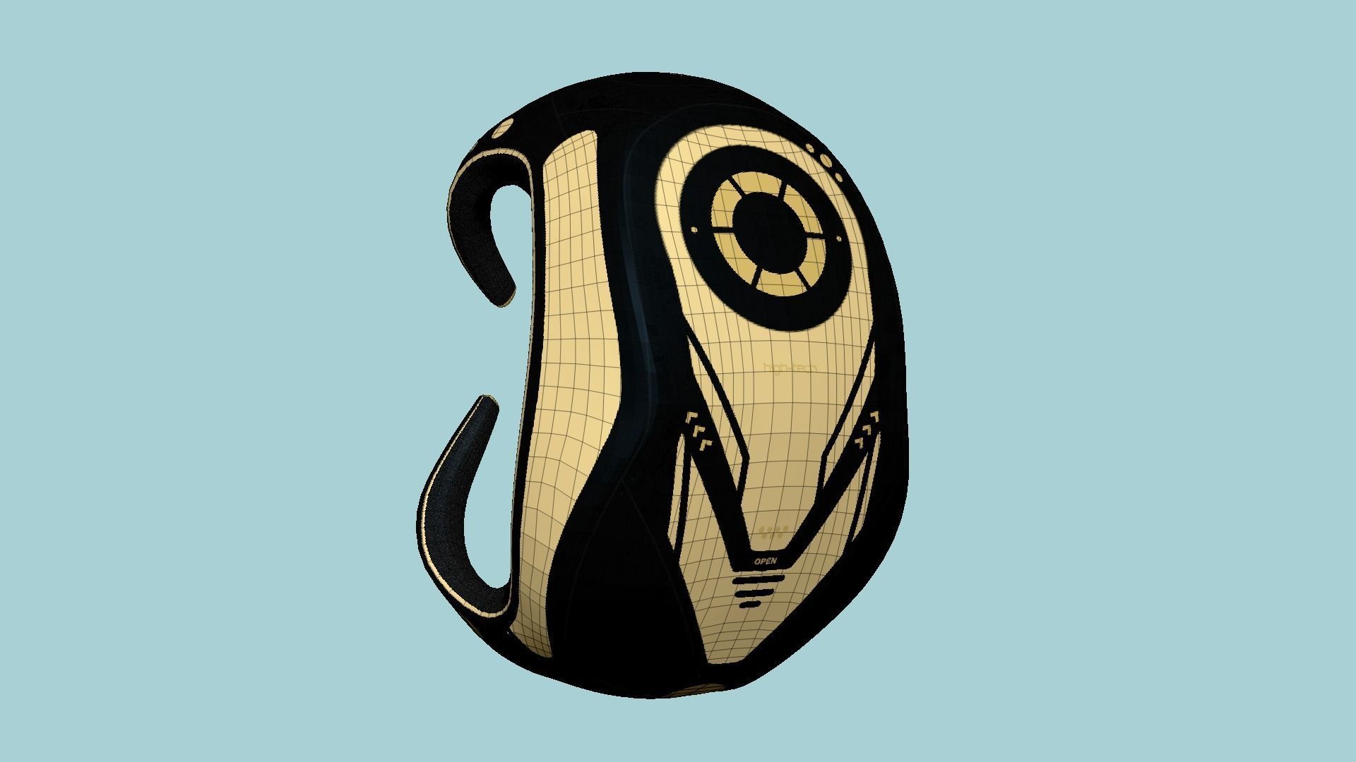 SciFi Backpack G03 Black Gold - Fashion Character Design Low-poly 3D model_6