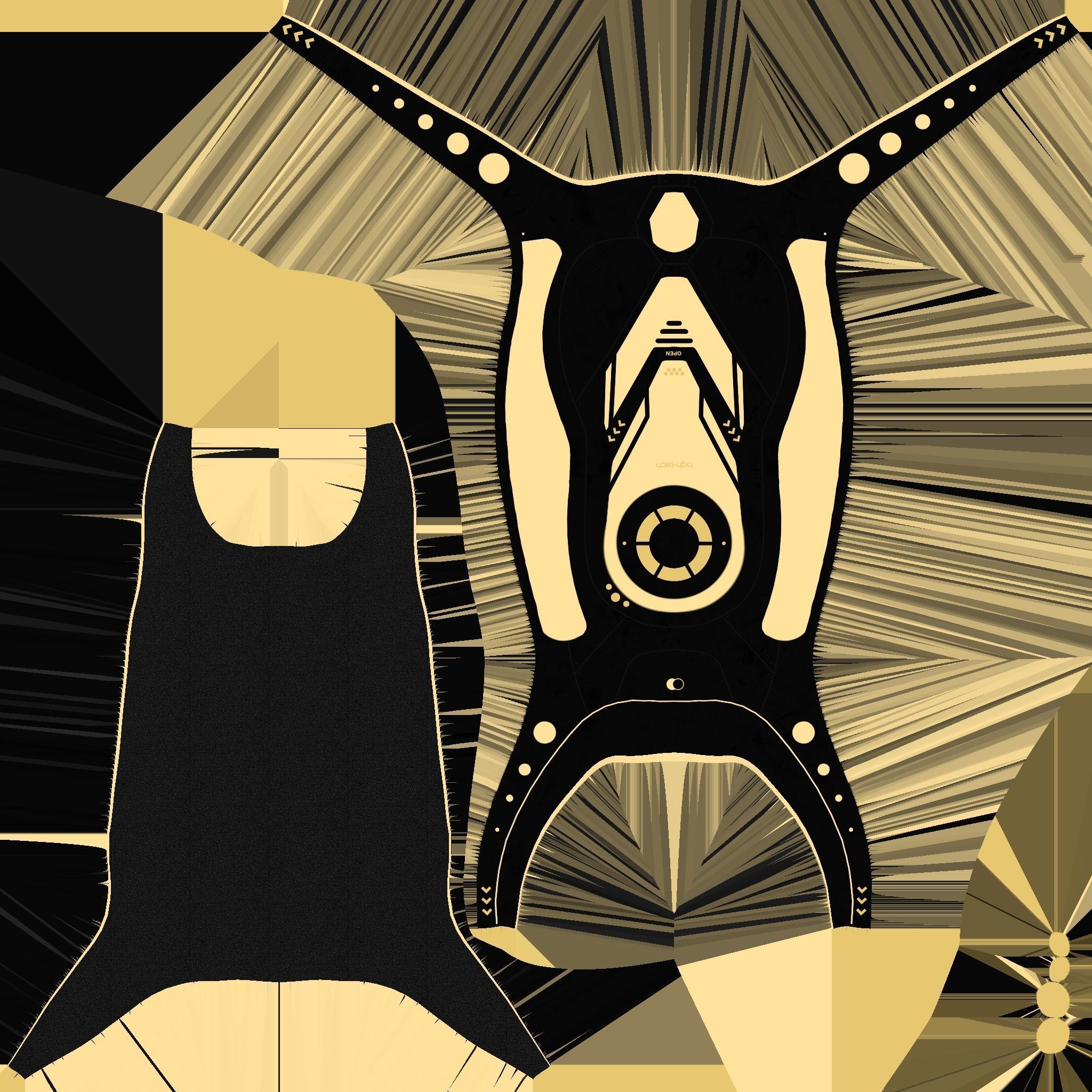 SciFi Backpack G03 Black Gold - Fashion Character Design Low-poly 3D model_22