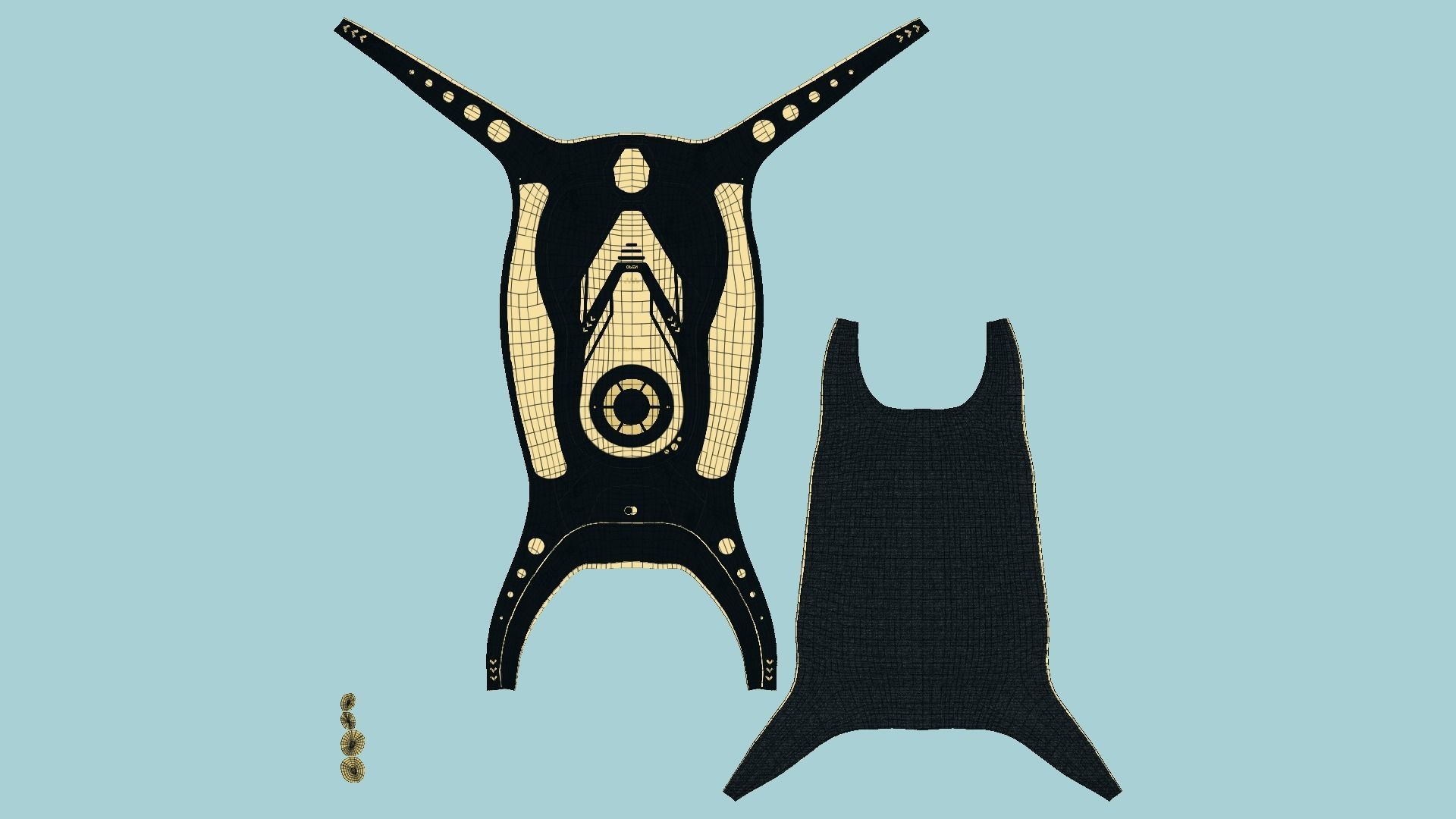 SciFi Backpack G03 Black Gold - Fashion Character Design Low-poly 3D model_5