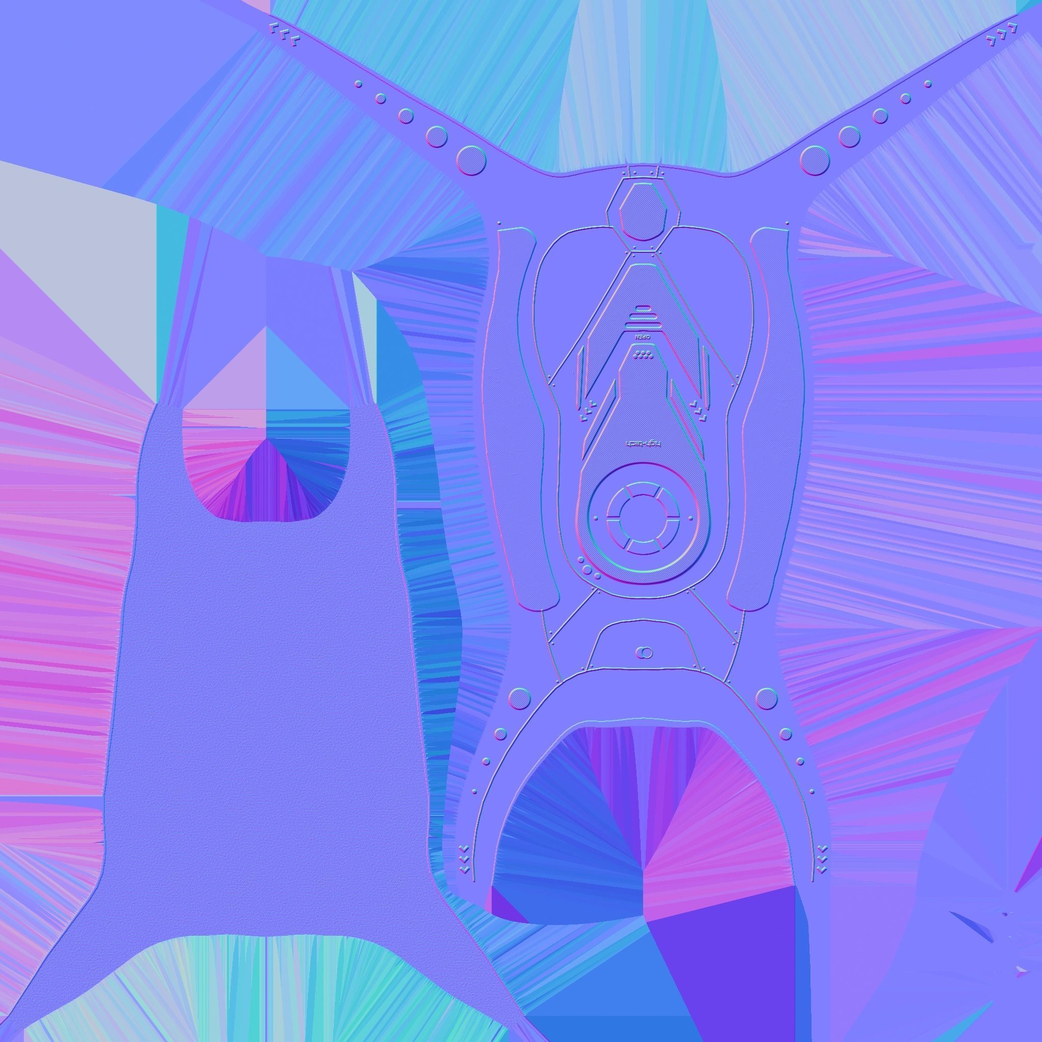 SciFi Backpack G03 Black Gold - Fashion Character Design Low-poly 3D model_26