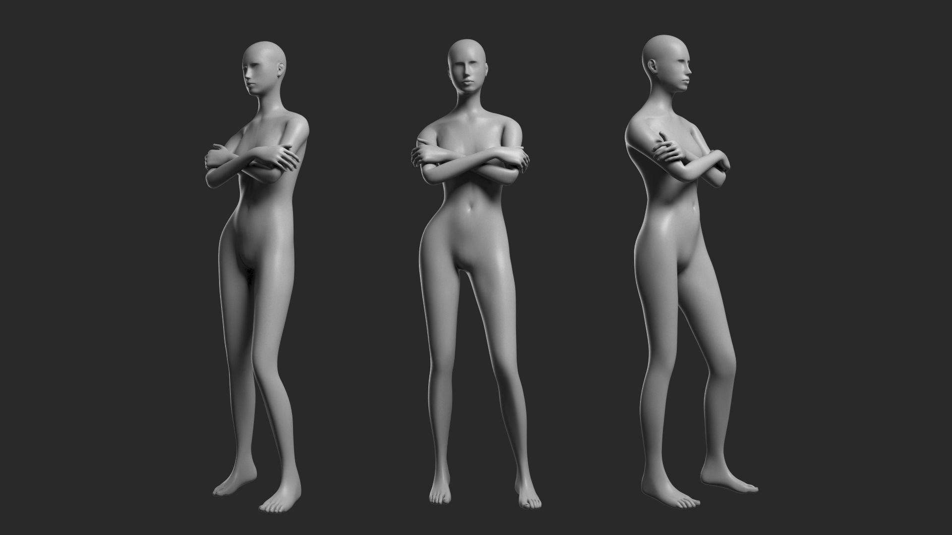 Animated Female Mesh - 14 poses v4 Low-poly 3D model_12