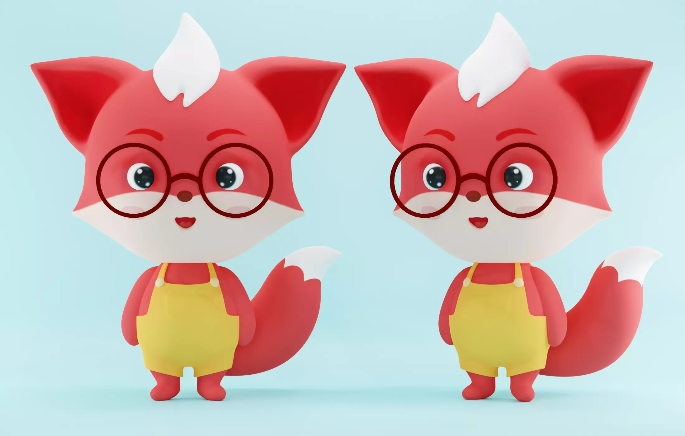 Cute 3d character cartoon fox model Low-poly 3D model