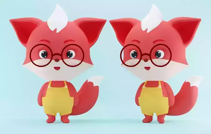 Cute 3d character cartoon  fox model