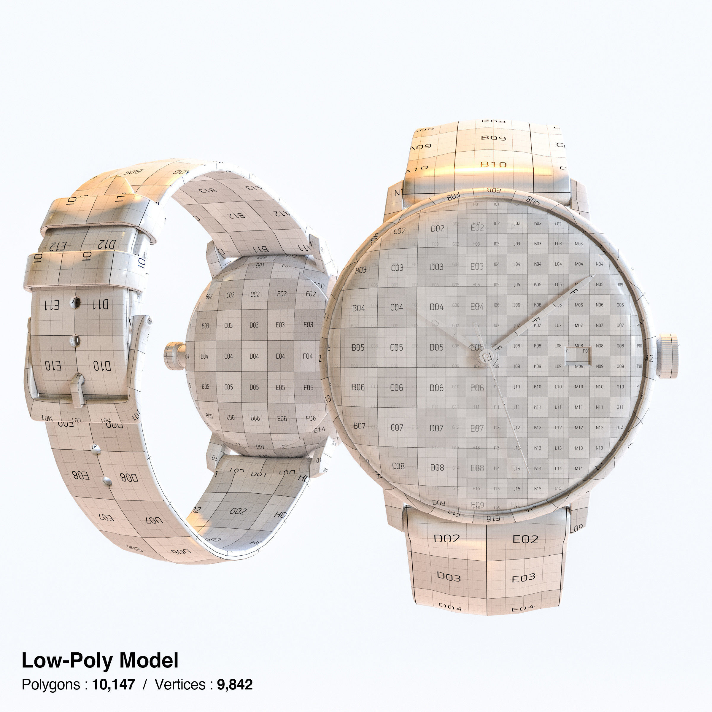 Minimalist Watch 3 - Automatic - White Dial x Black Case Low-poly 3D model_16
