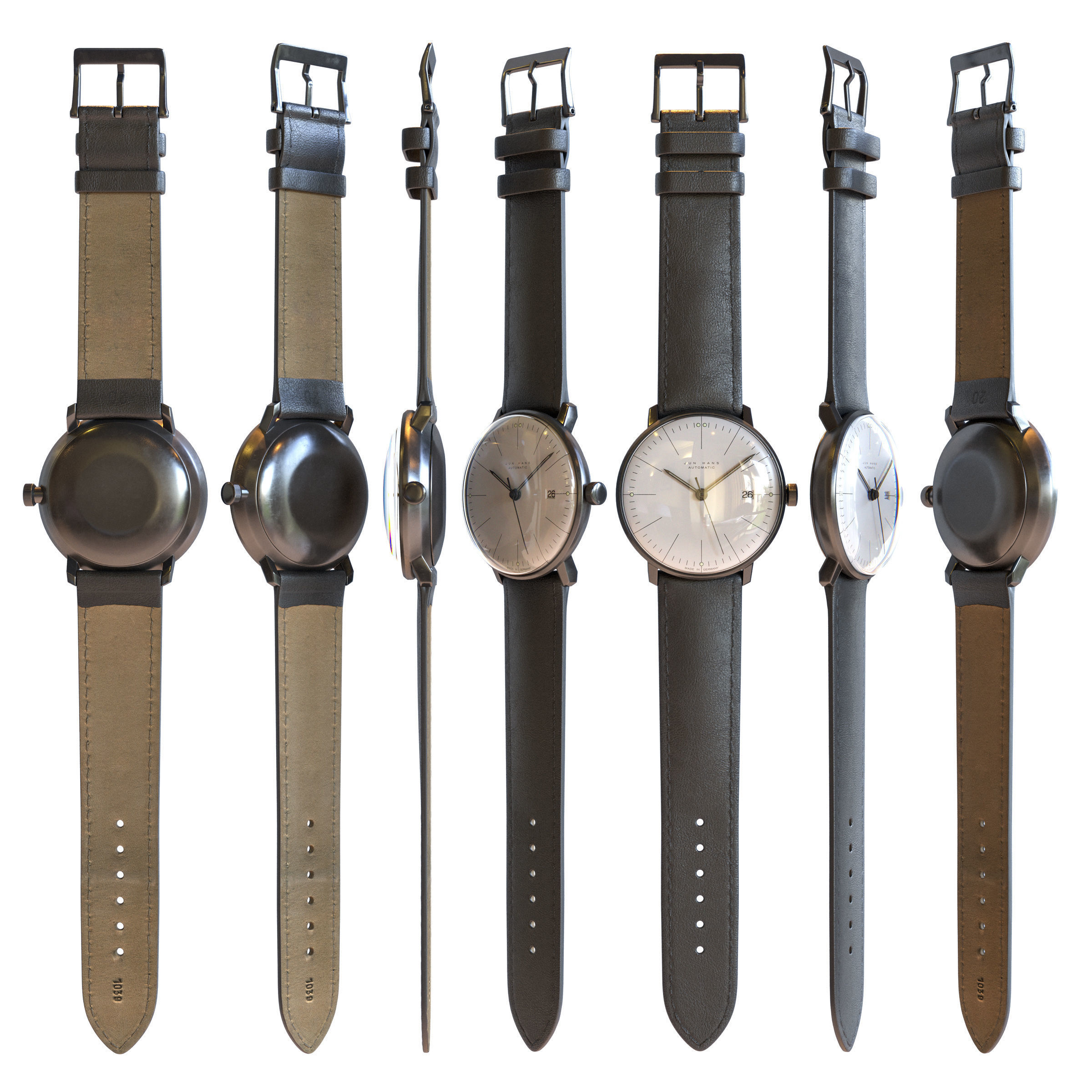 Minimalist Watch 3 - Automatic - White Dial x Black Case Low-poly 3D model_1