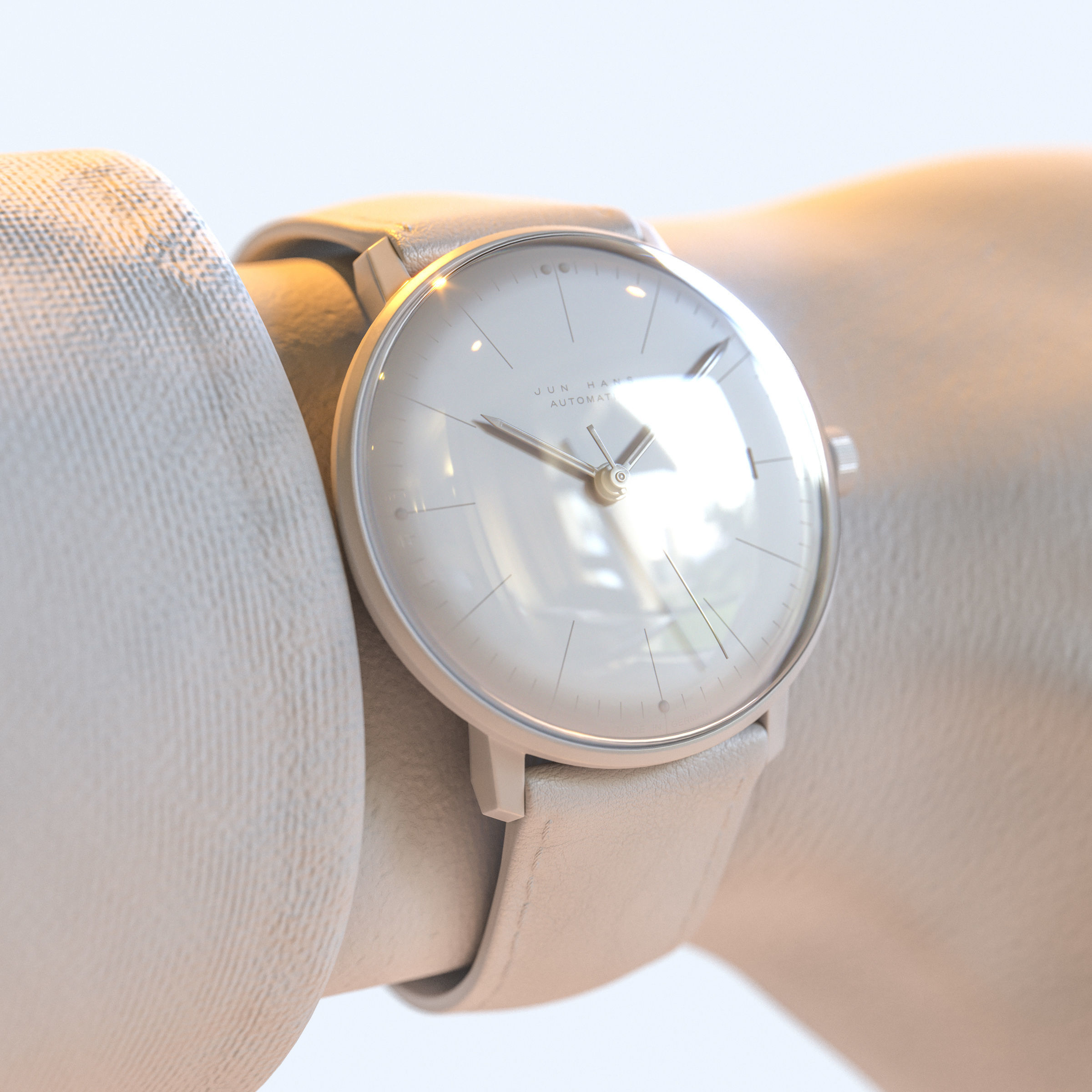 Minimalist Watch 3 - Automatic - White Dial x Black Case Low-poly 3D model_4