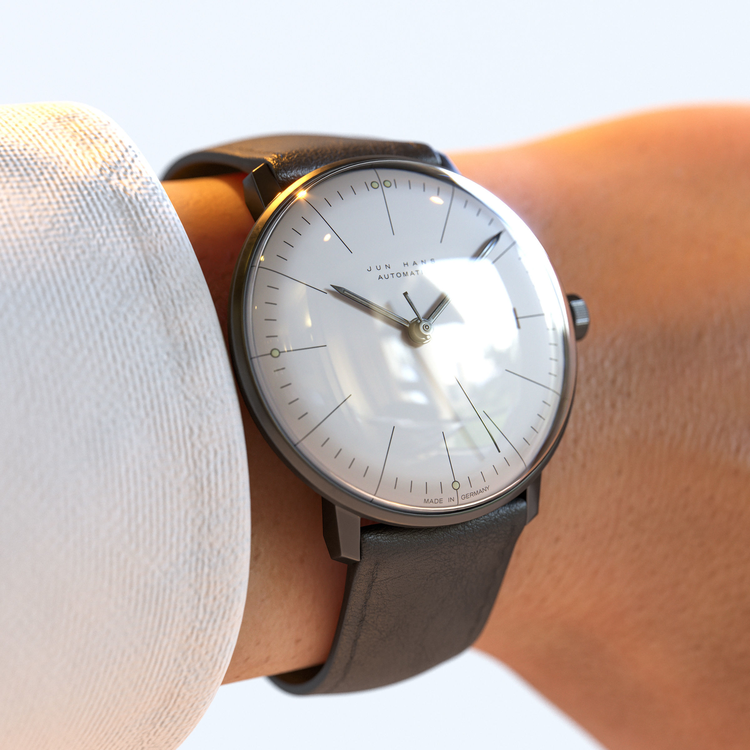Minimalist Watch 3 - Automatic - White Dial x Black Case Low-poly 3D model_2