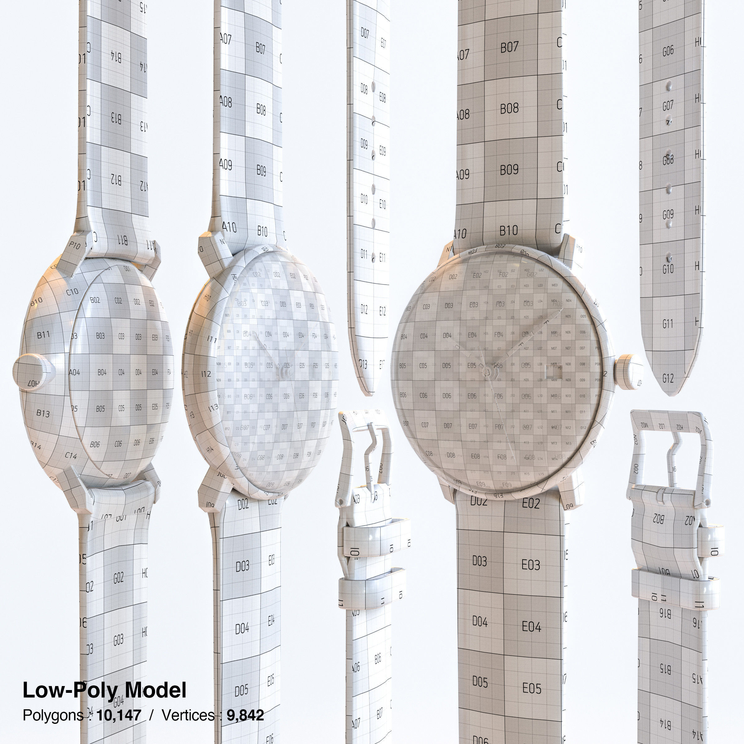 Minimalist Watch 3 - Automatic - White Dial x Black Case Low-poly 3D model_10