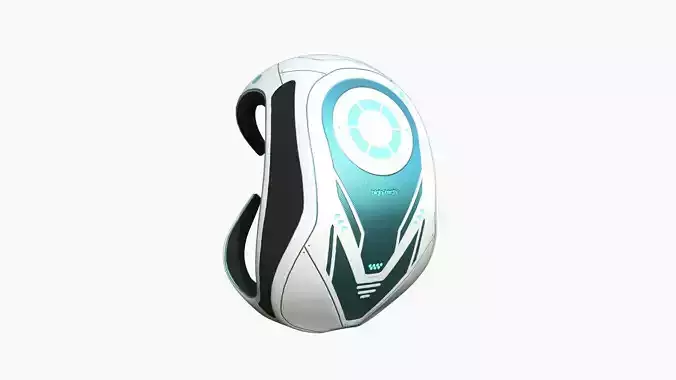 SciFi Backpack G04 White Blue - Fashion Character Design Low-poly 3D model
