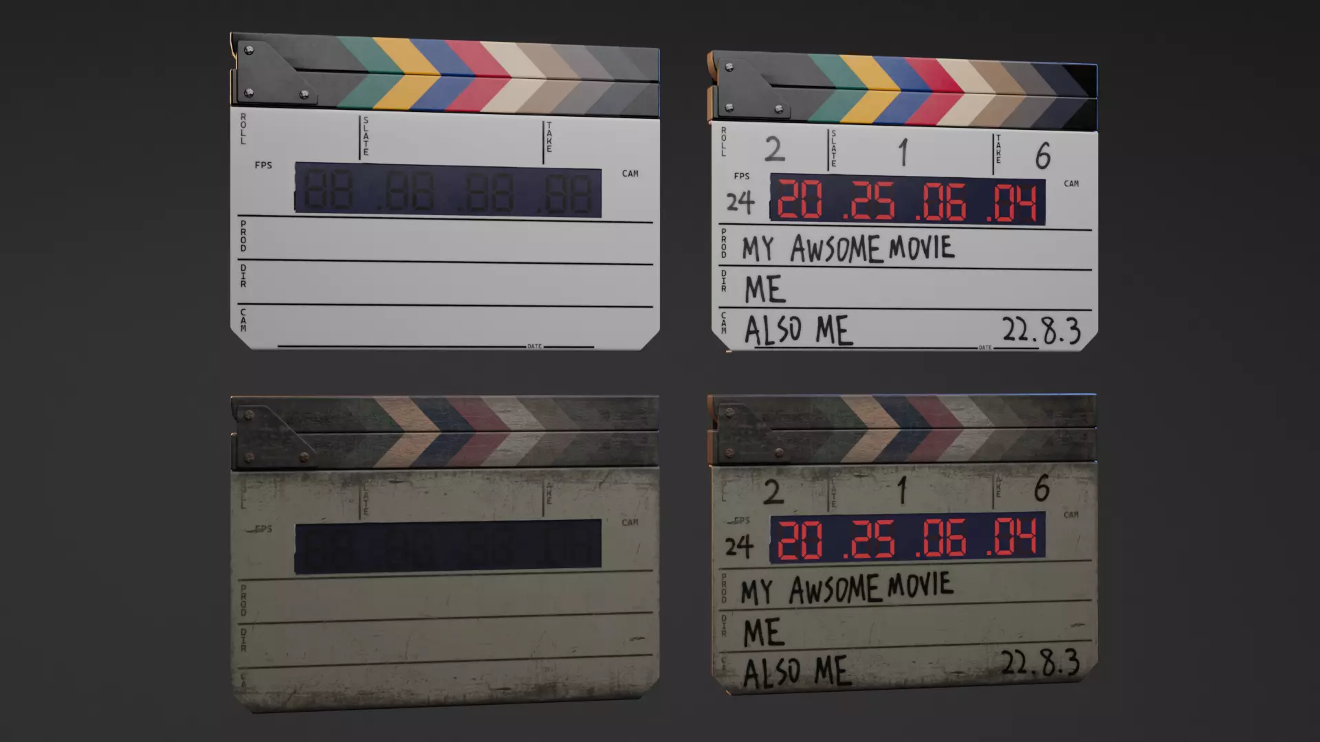 Clapperboard Film Slate With Timecode 3D model_0
