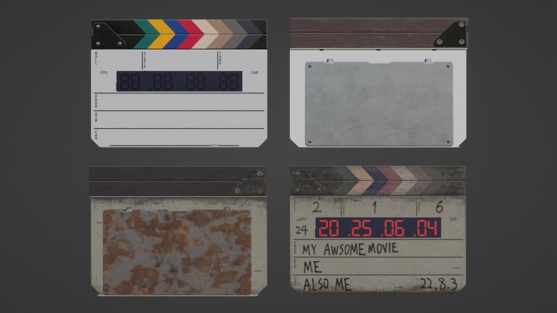 Clapperboard Film Slate With Timecode 3D model_3