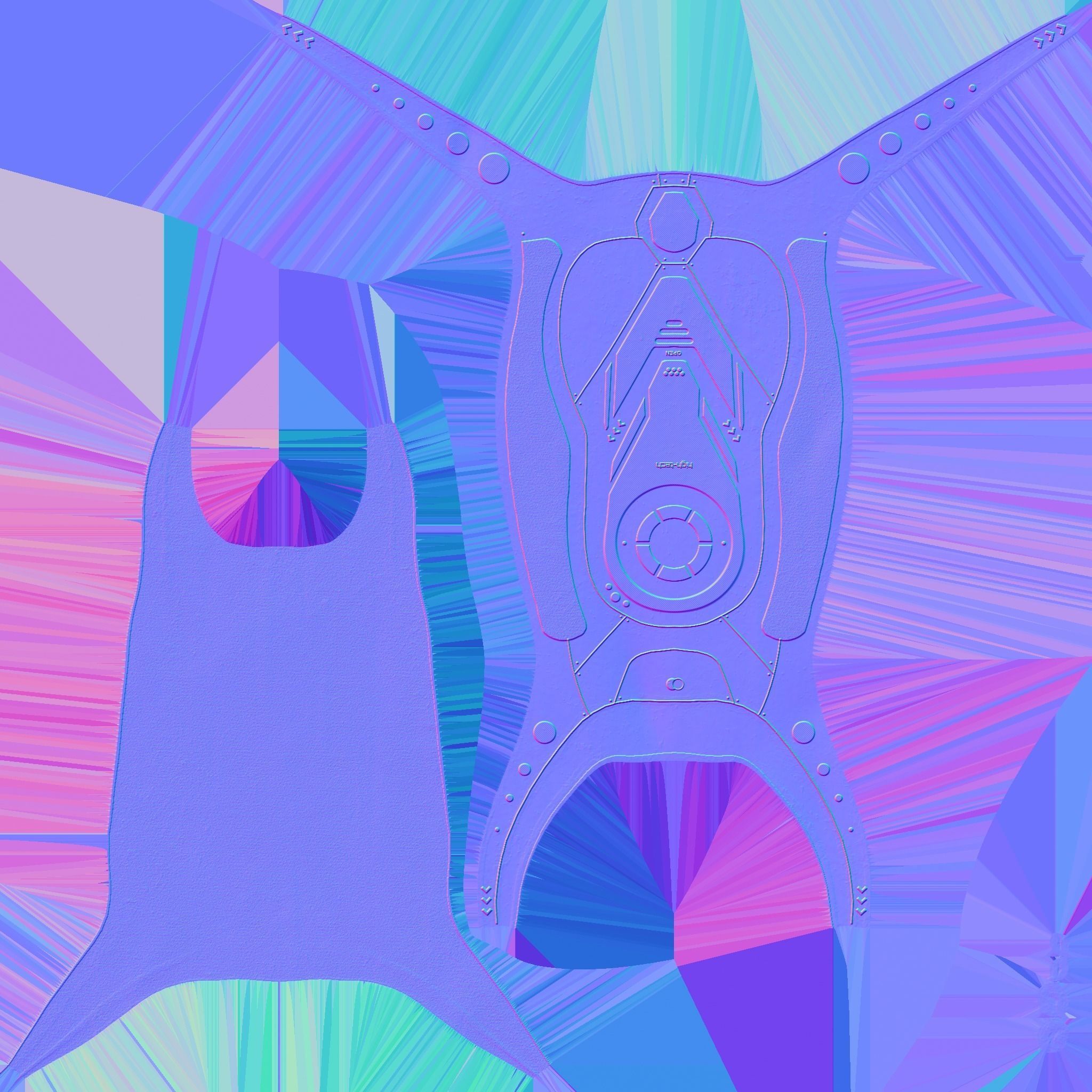 SciFi Backpack G06 Blue - Fashion Character Design Low-poly 3D model_26