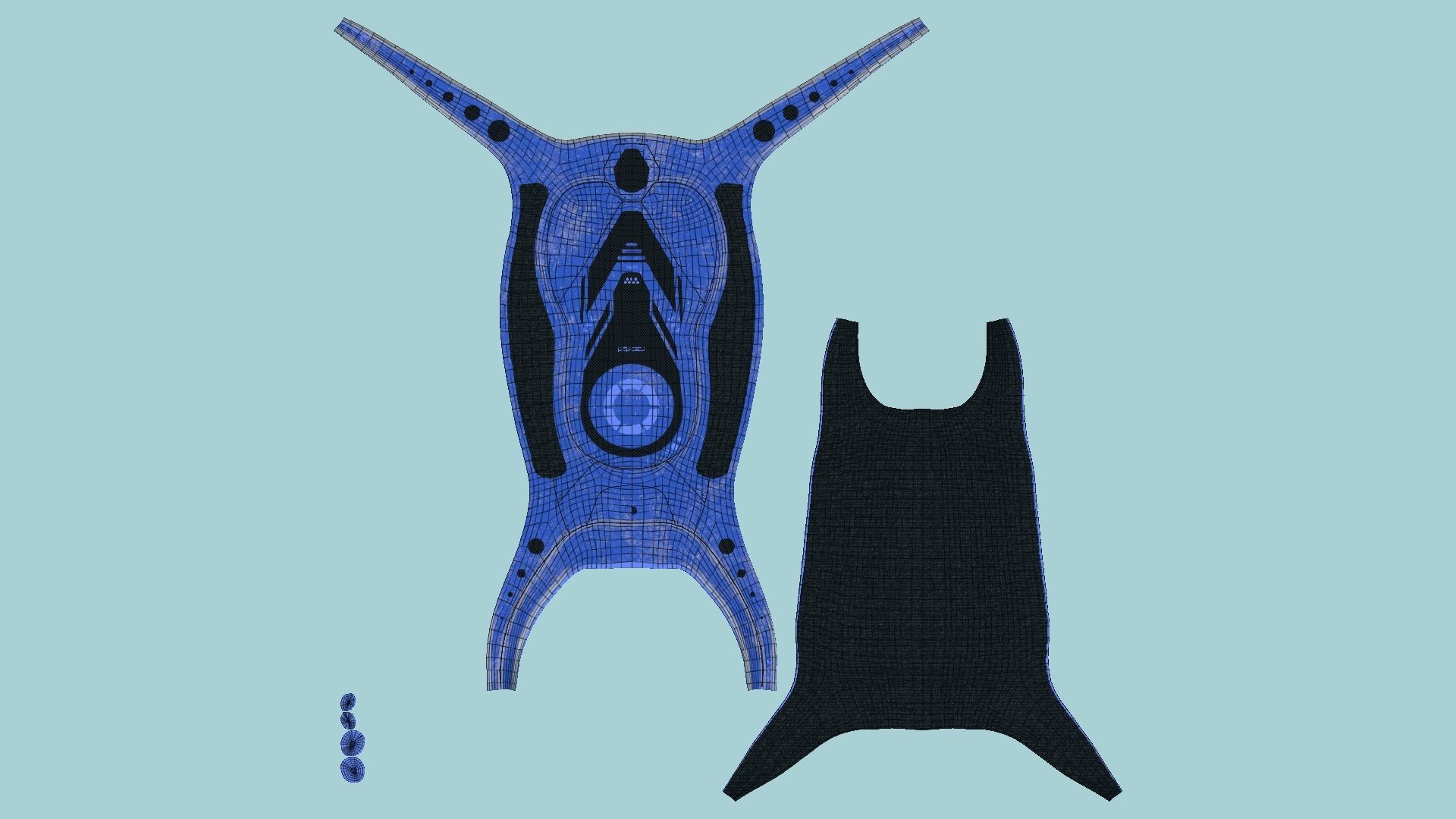 SciFi Backpack G06 Blue - Fashion Character Design Low-poly 3D model_5