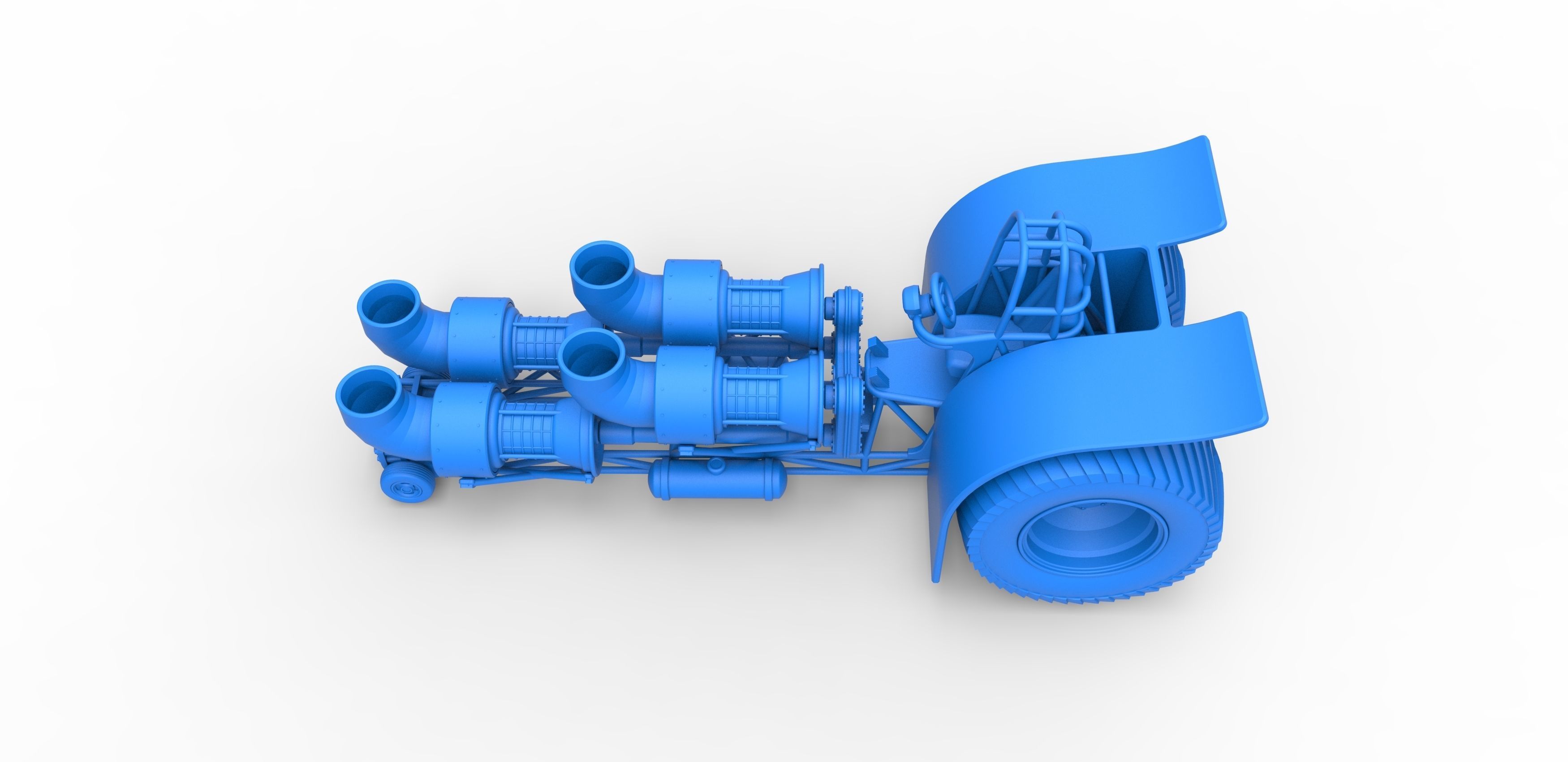 Pulling tractor with 4 jet engines 3 Scale 1 to 25 3D print model_23