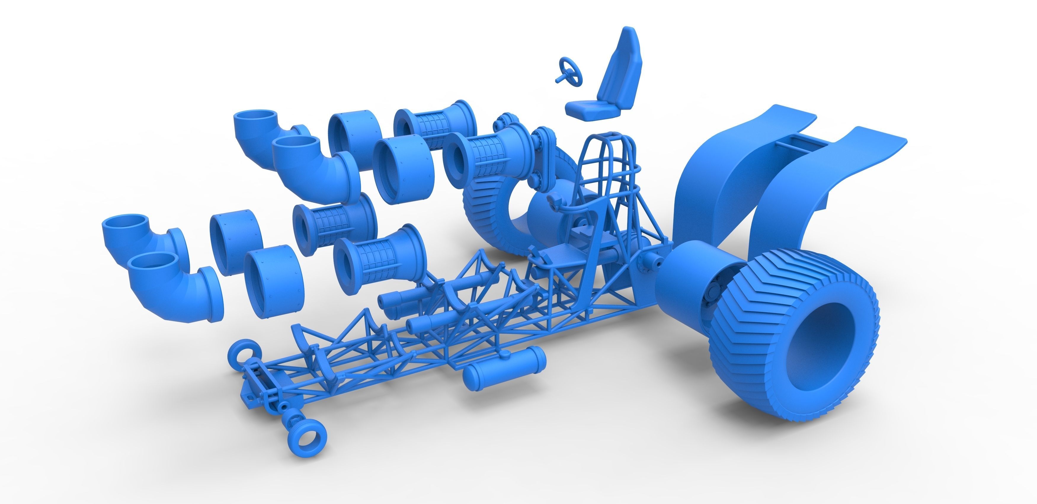 Pulling tractor with 4 jet engines 3 Scale 1 to 25 3D print model_29
