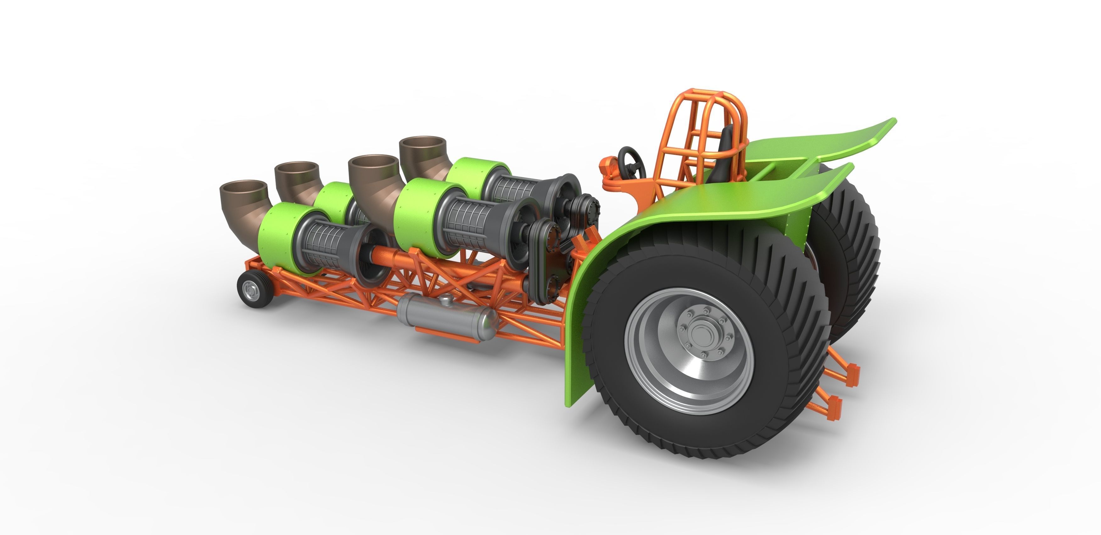 Pulling tractor with 4 jet engines 3 Scale 1 to 25 3D print model_11