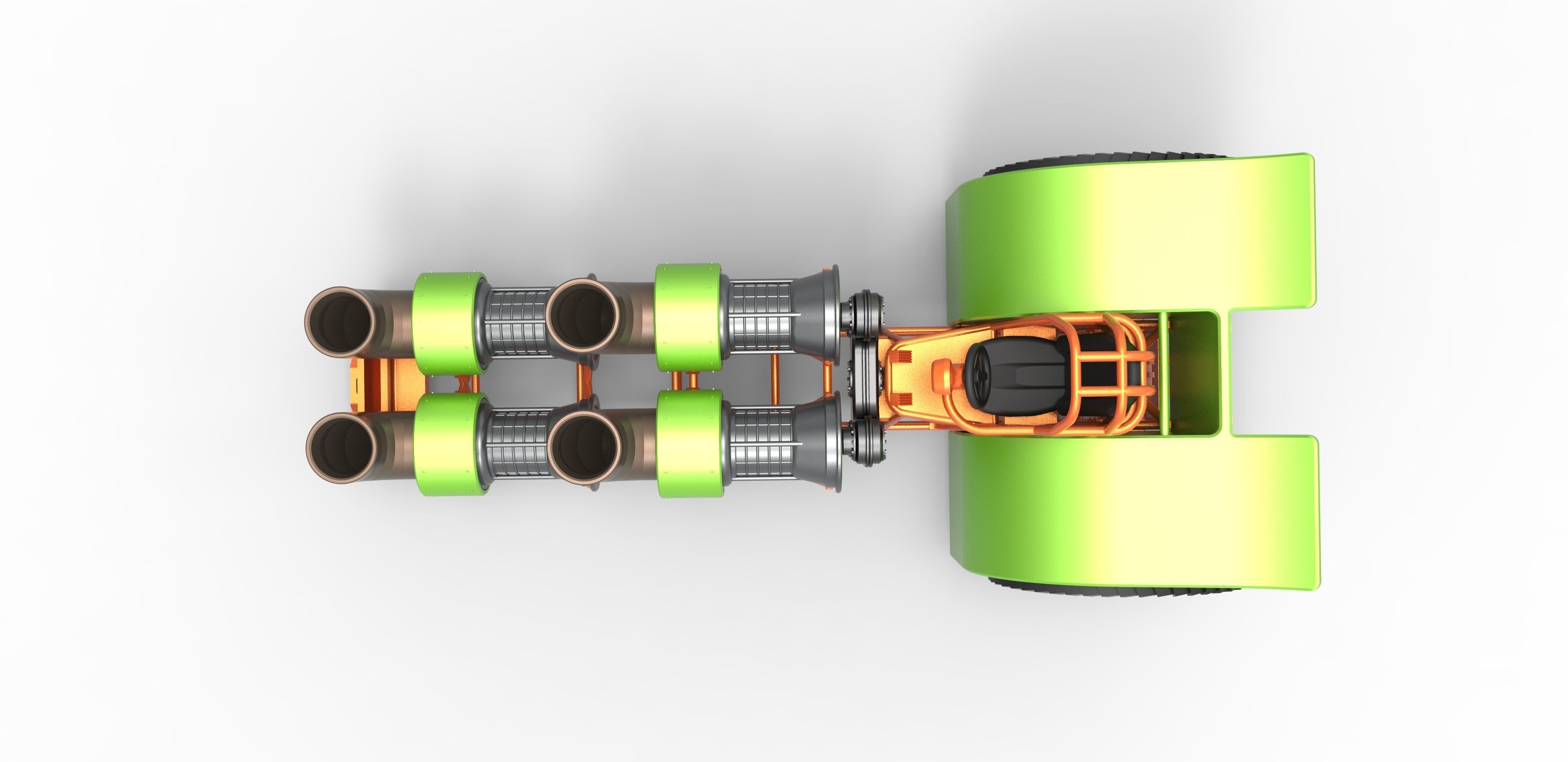 Pulling tractor with 4 jet engines 3 Scale 1 to 25 3D print model_10