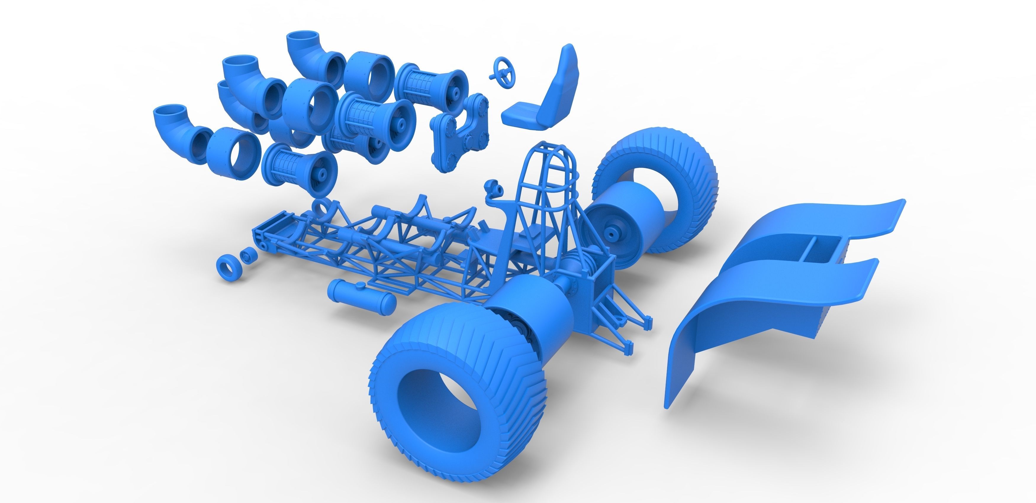 Pulling tractor with 4 jet engines 3 Scale 1 to 25 3D print model_35