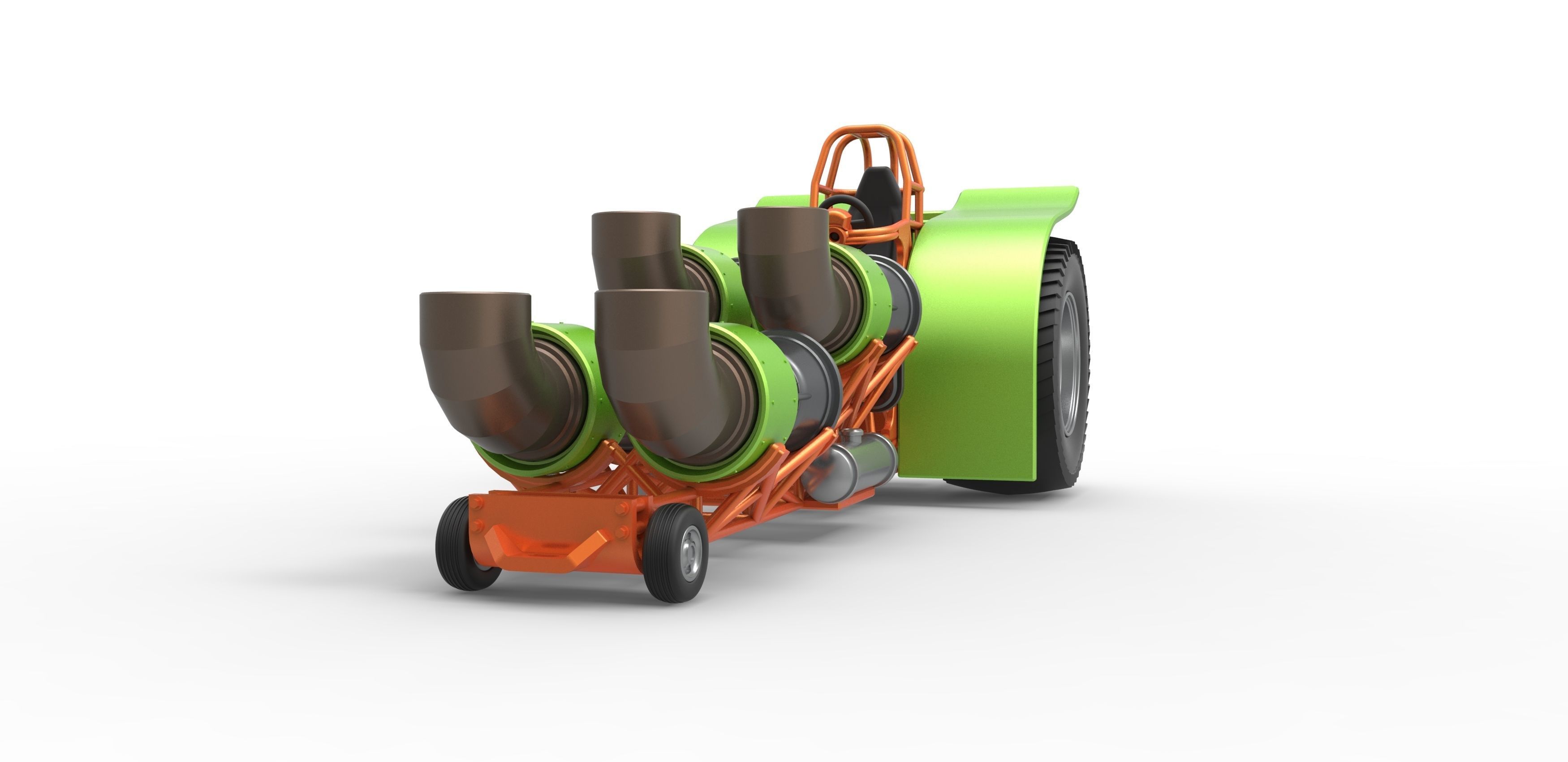 Pulling tractor with 4 jet engines 3 Scale 1 to 25 3D print model_5