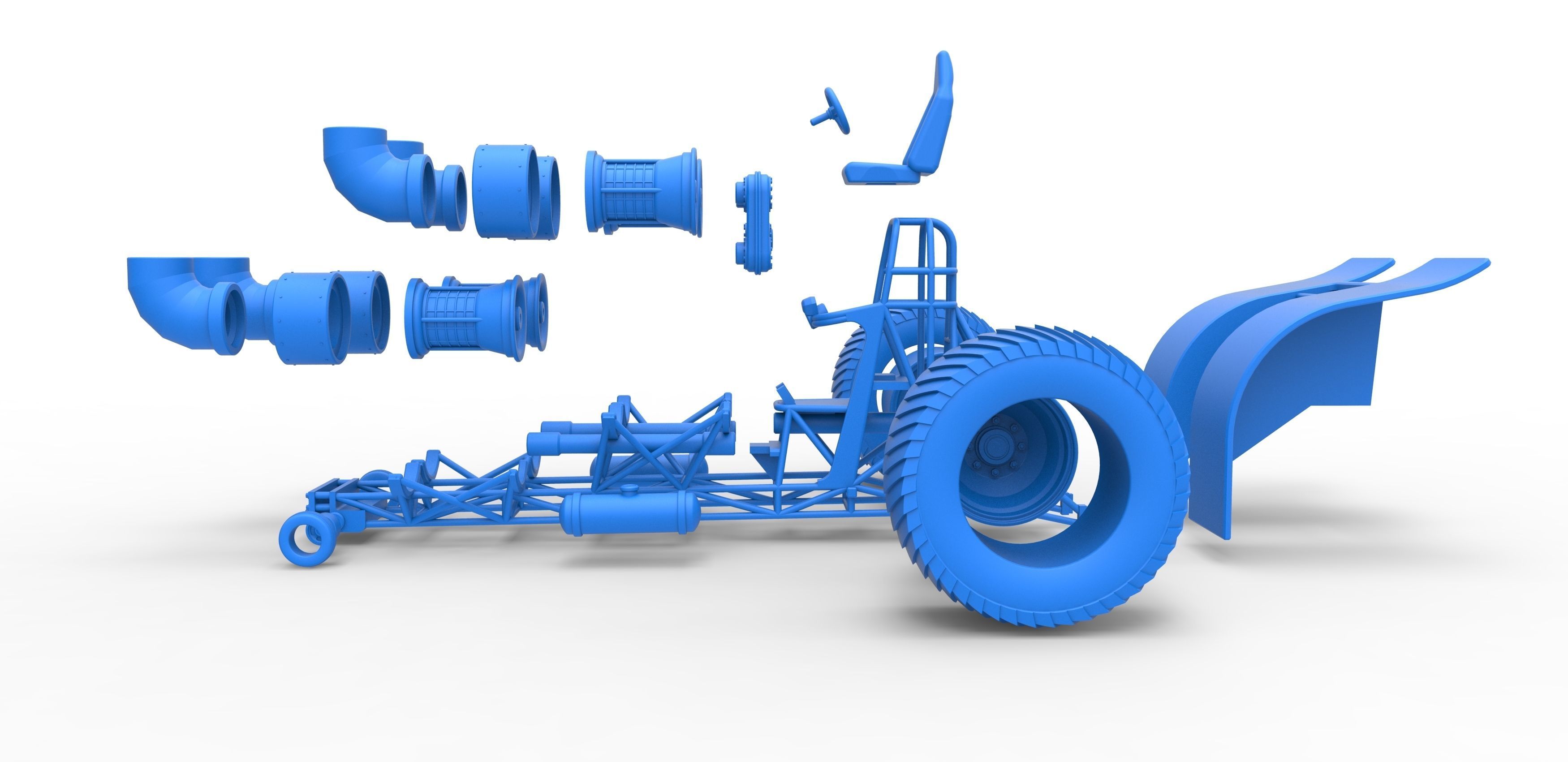 Pulling tractor with 4 jet engines 3 Scale 1 to 25 3D print model_33