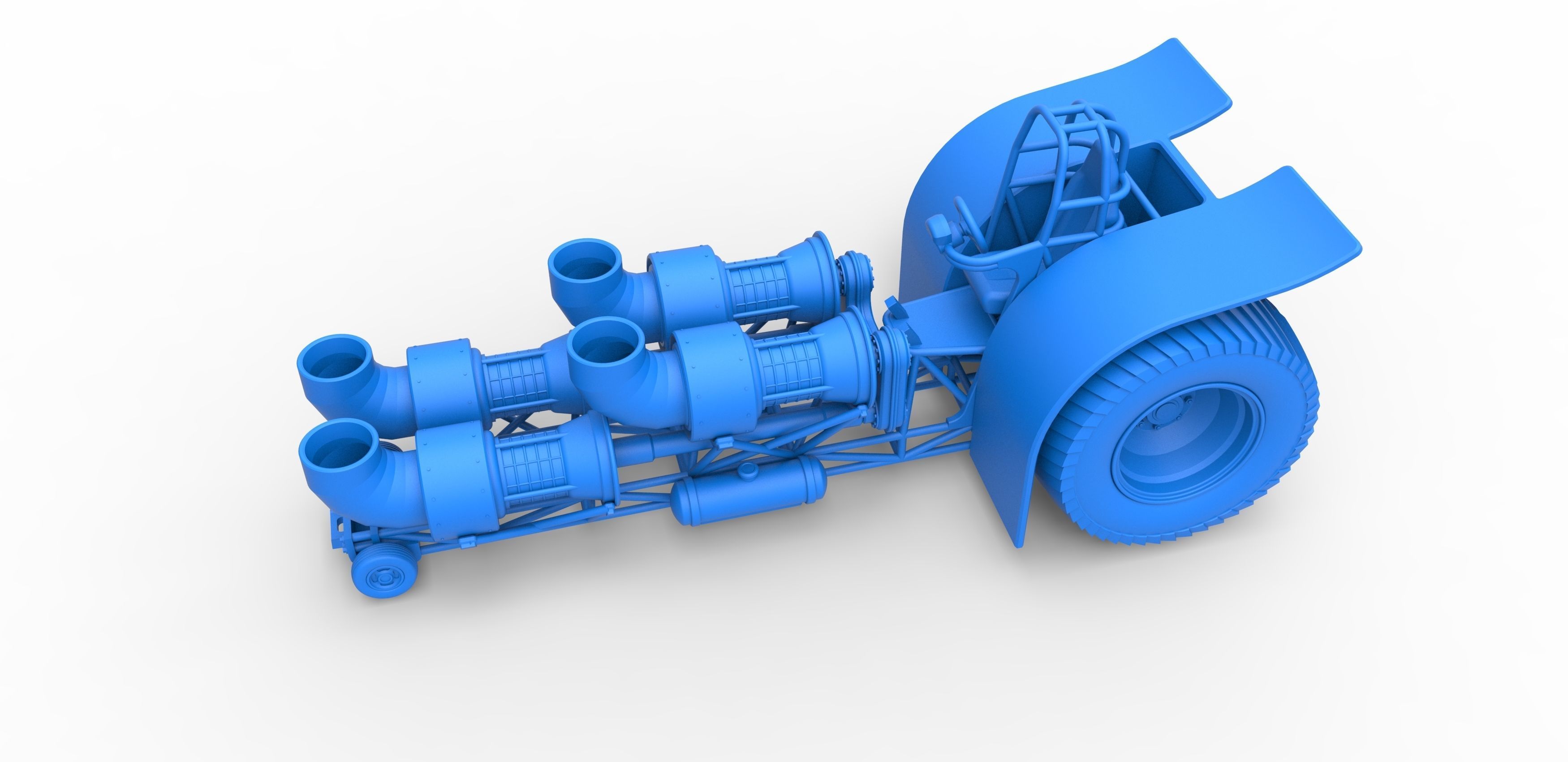 Pulling tractor with 4 jet engines 3 Scale 1 to 25 3D print model_16