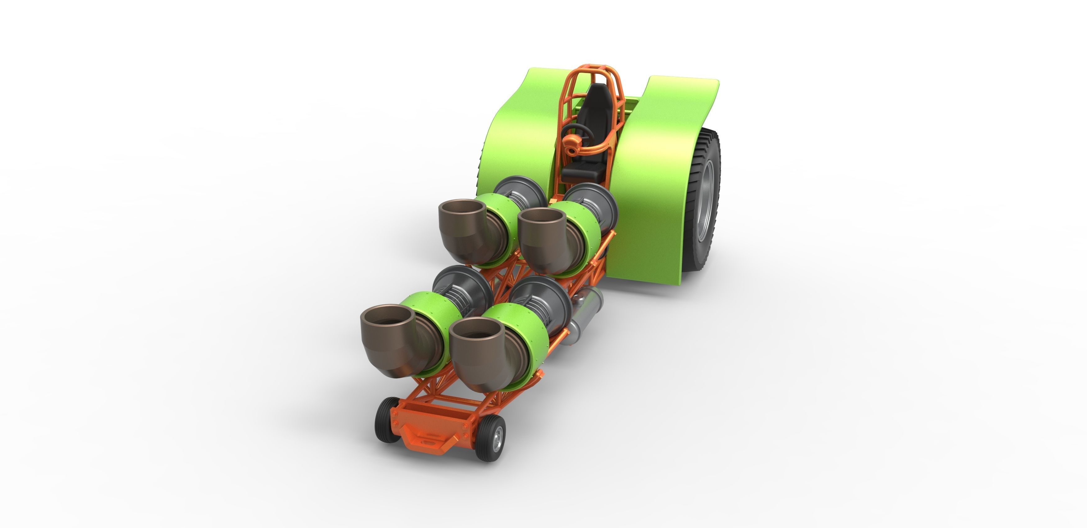 Pulling tractor with 4 jet engines 3 Scale 1 to 25 3D print model_4