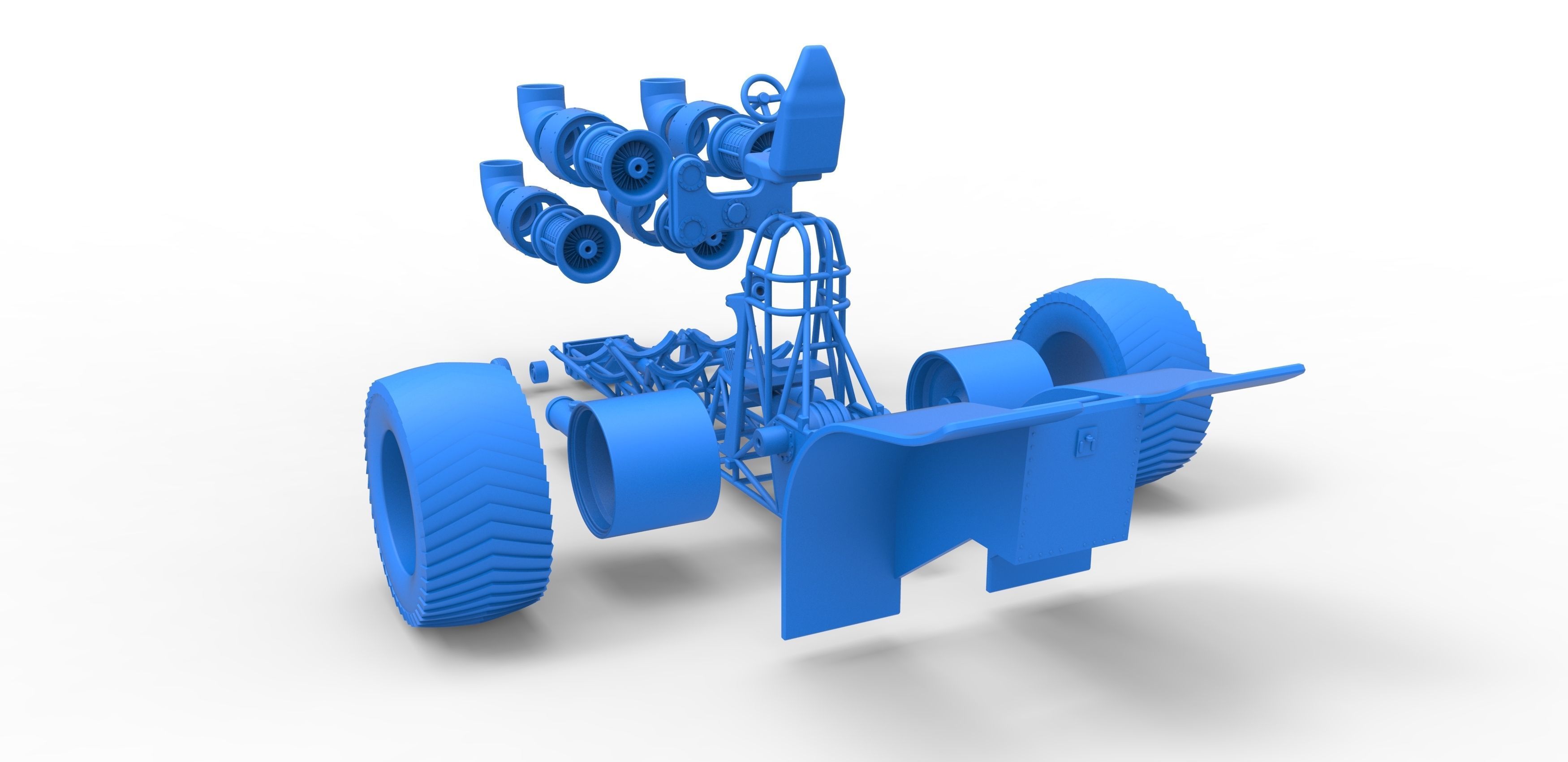 Pulling tractor with 4 jet engines 3 Scale 1 to 25 3D print model_36