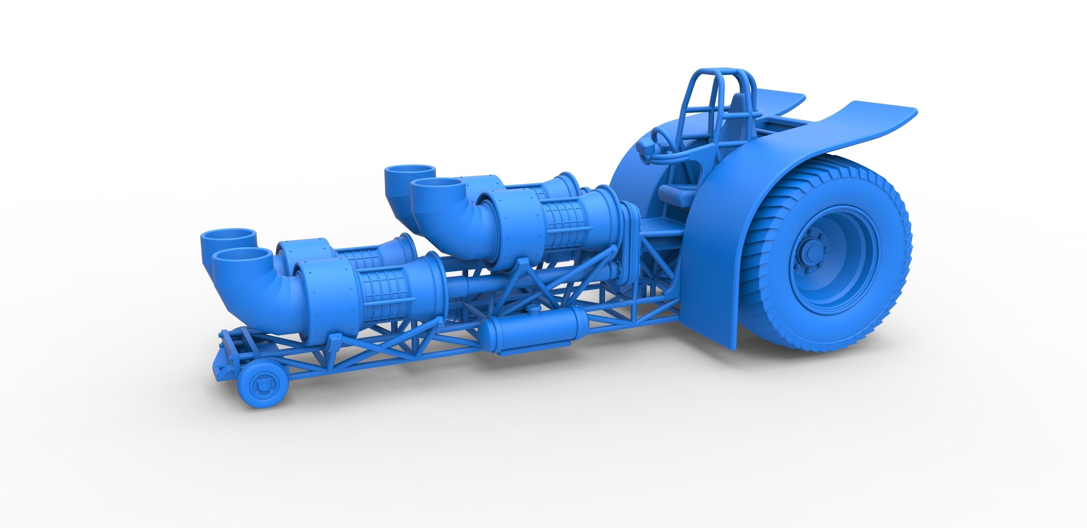 Pulling tractor with 4 jet engines 3 Scale 1 to 25 3D print model_15