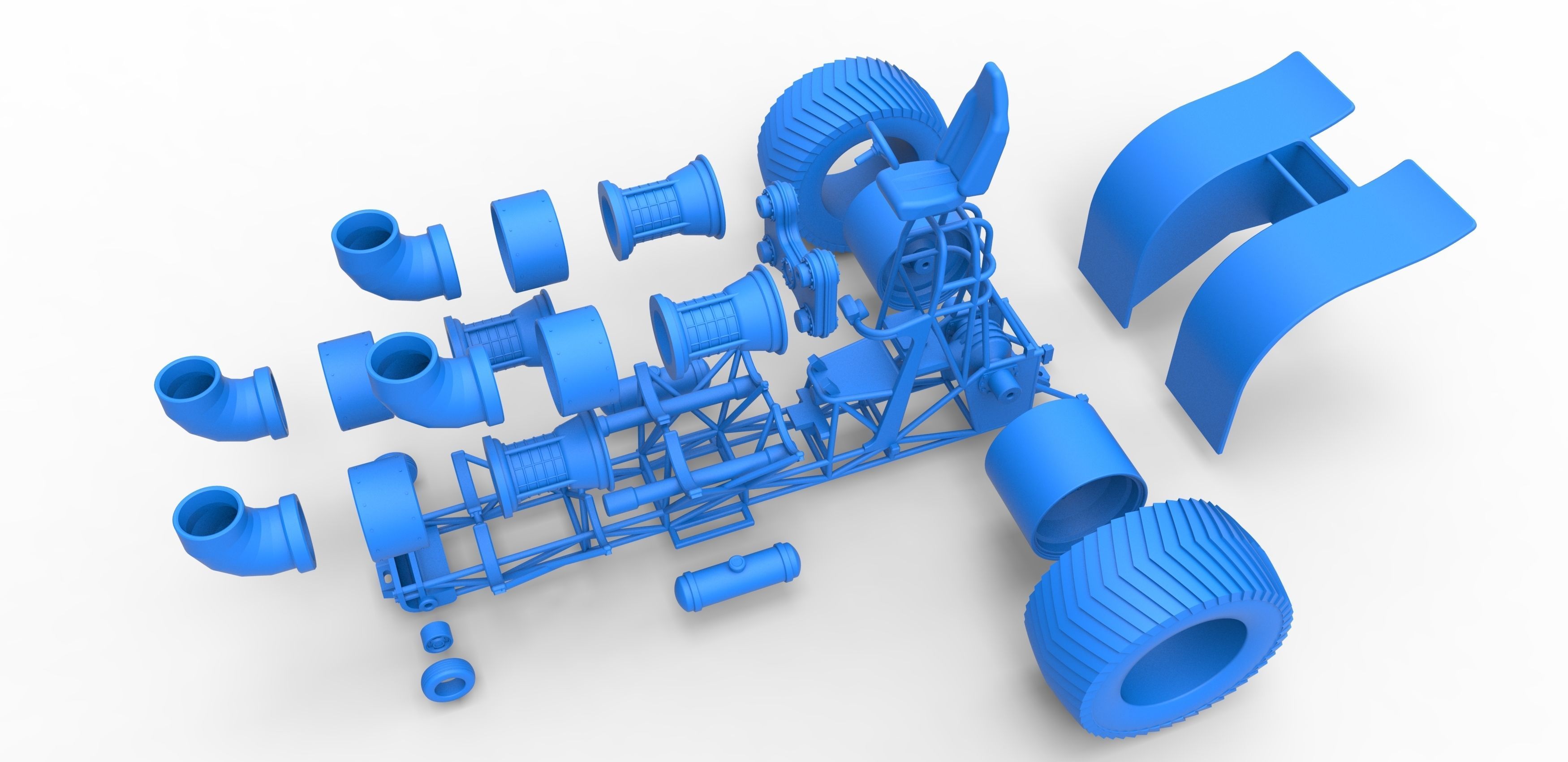Pulling tractor with 4 jet engines 3 Scale 1 to 25 3D print model_30