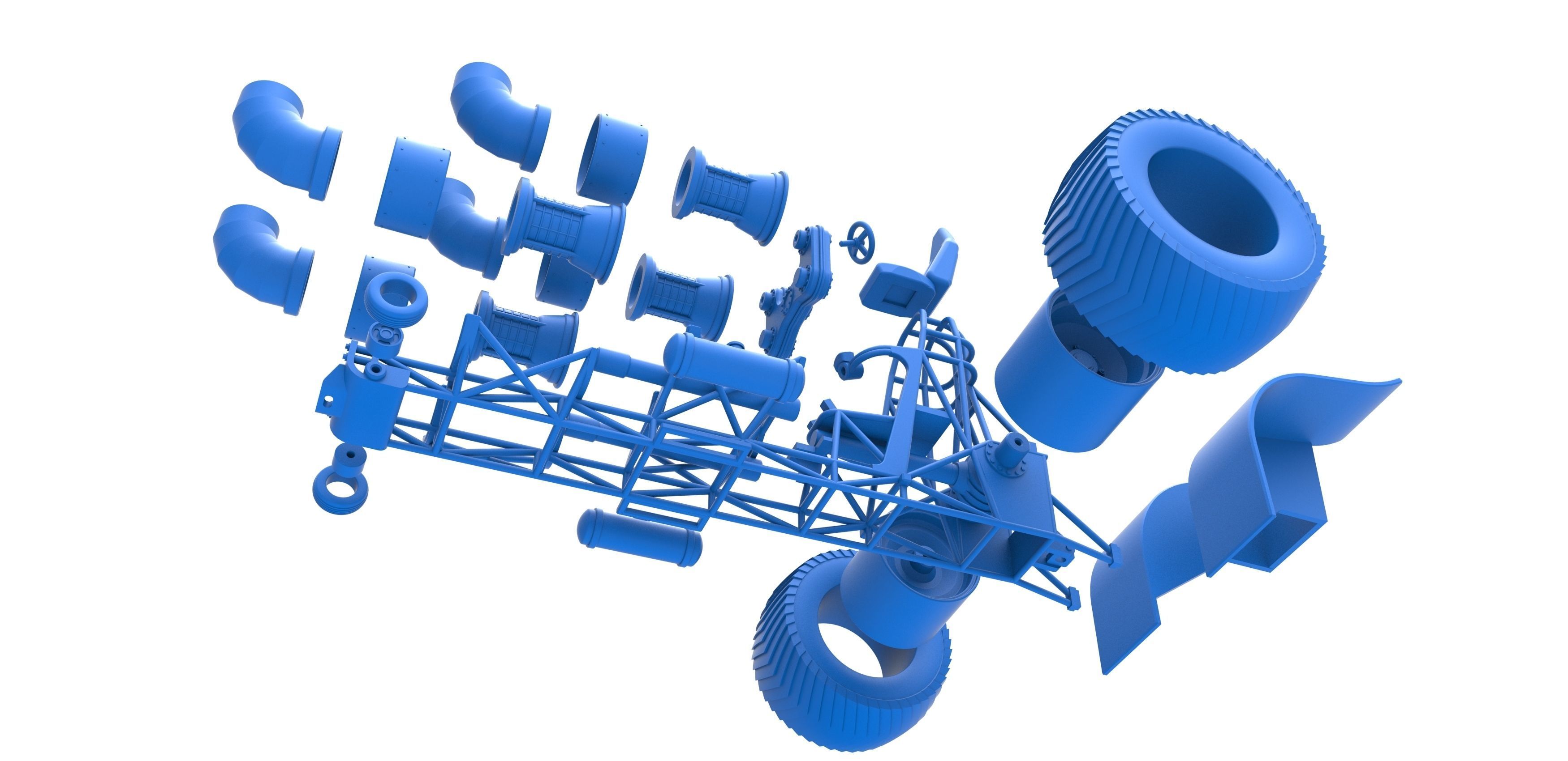 Pulling tractor with 4 jet engines 3 Scale 1 to 25 3D print model_31