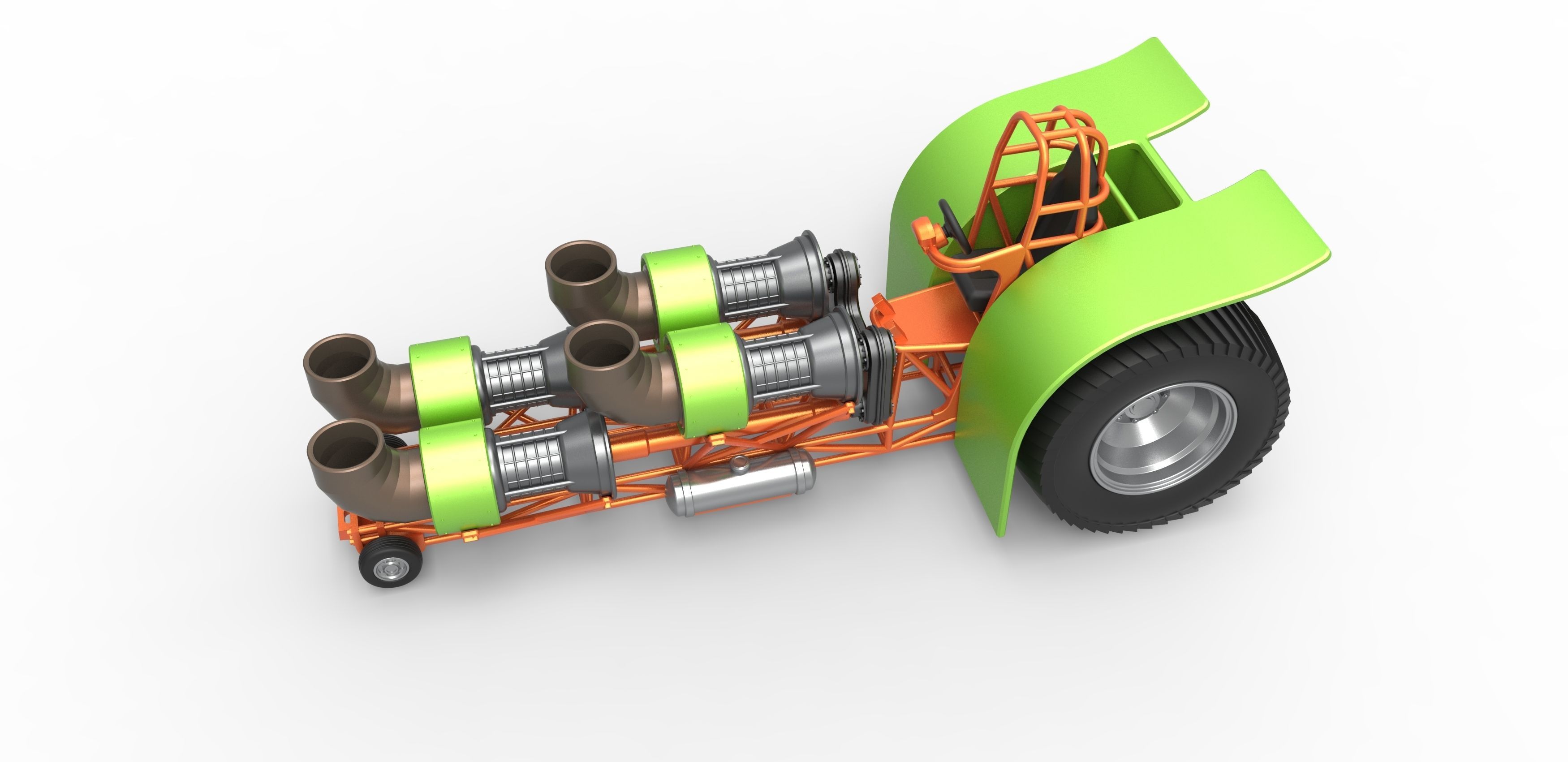 Pulling tractor with 4 jet engines 3 Scale 1 to 25 3D print model_2