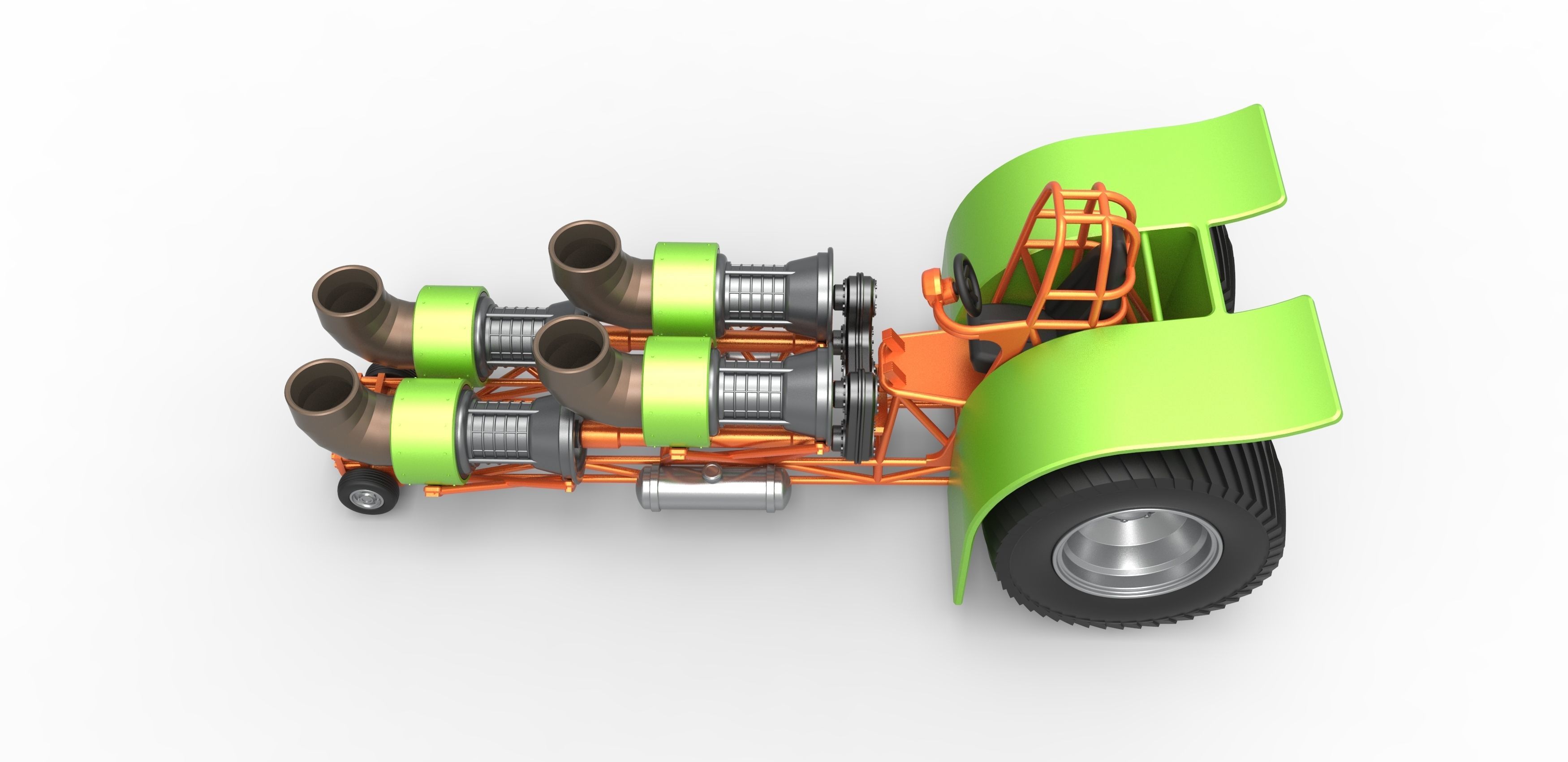 Pulling tractor with 4 jet engines 3 Scale 1 to 25 3D print model_9