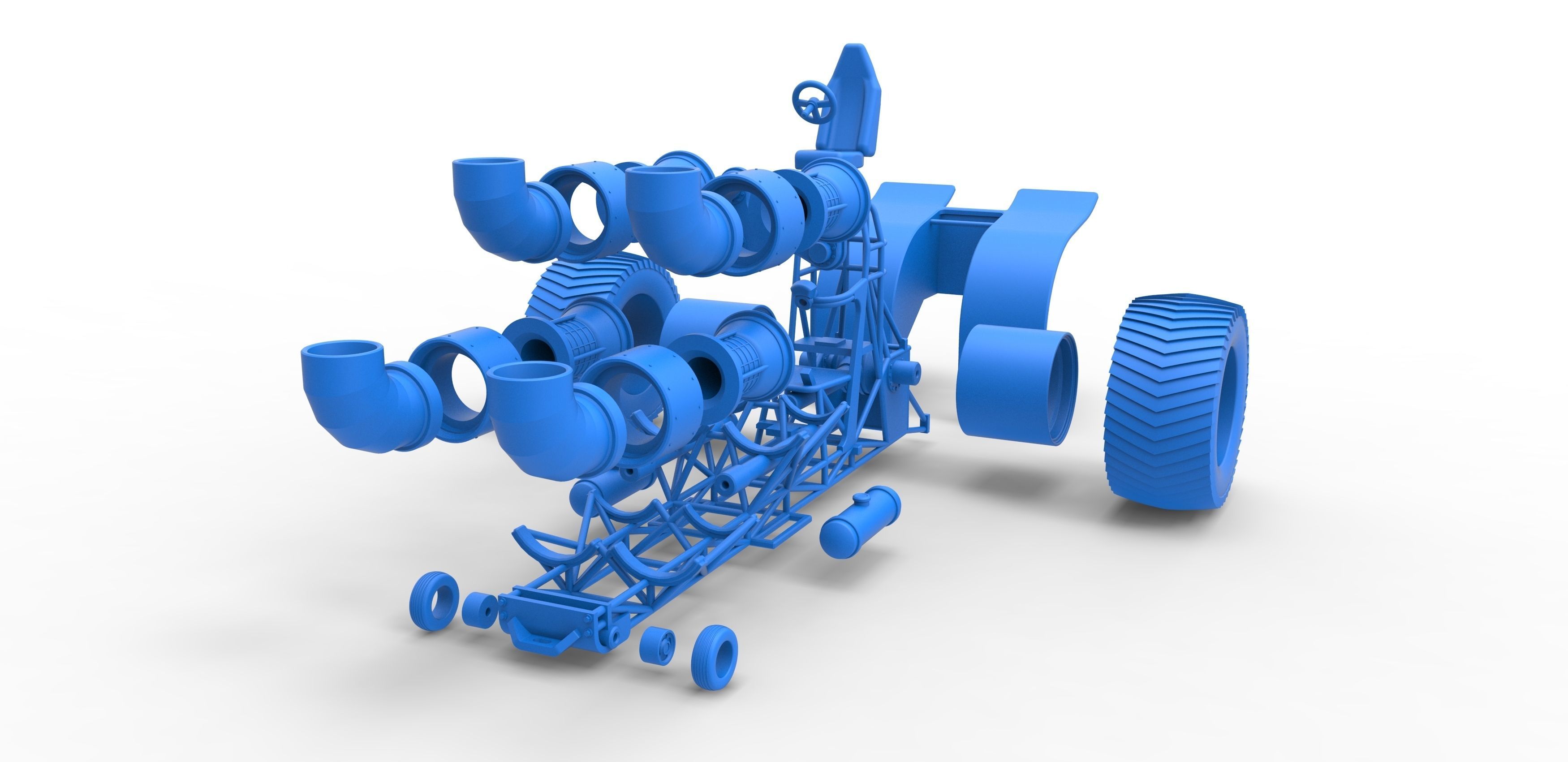Pulling tractor with 4 jet engines 3 Scale 1 to 25 3D print model_32