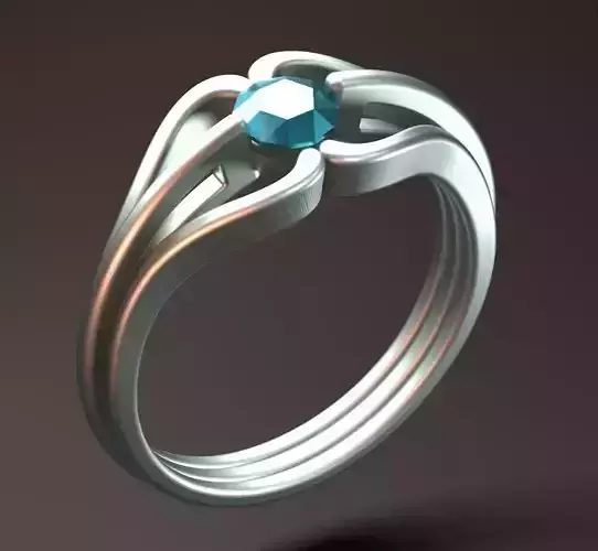 Solaitaire engagement ring with diamond modern unusual design