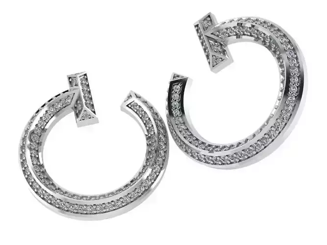 Rectangular Pyramid Circle Earrings 0520