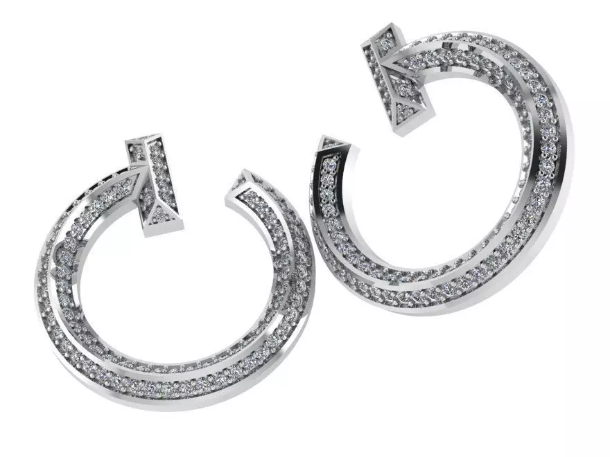 Rectangular Pyramid Circle Earrings 0520 3D print model_0