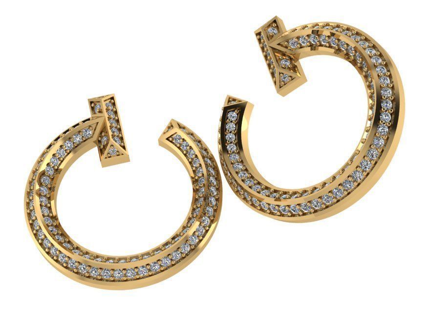 Rectangular Pyramid Circle Earrings 0520 3D print model_1